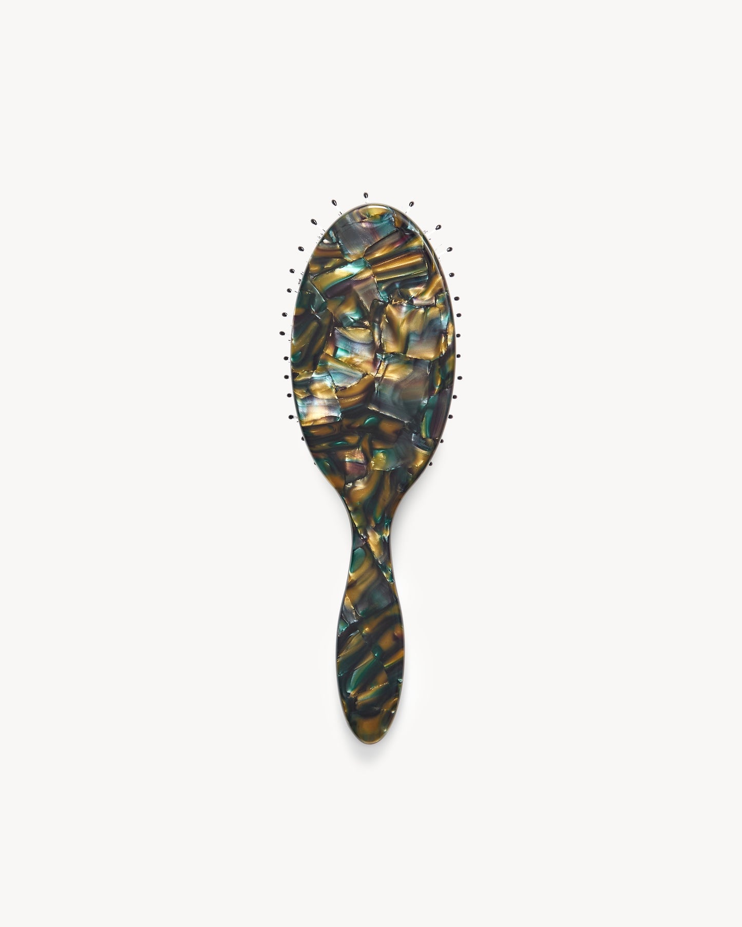 Travel Hair Brush in Green Tortoise