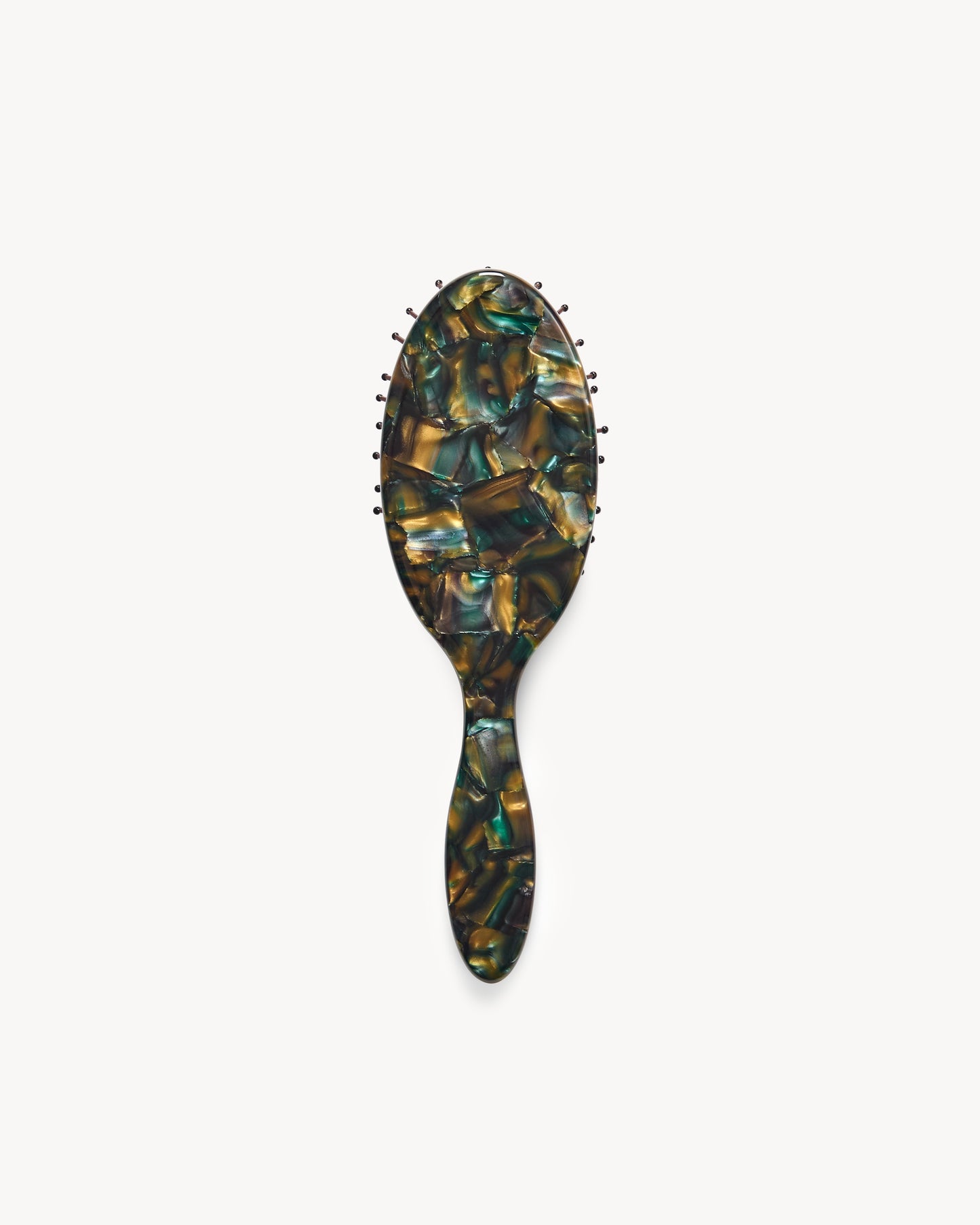 Travel Detangling Hair Brush in Green Tortoise