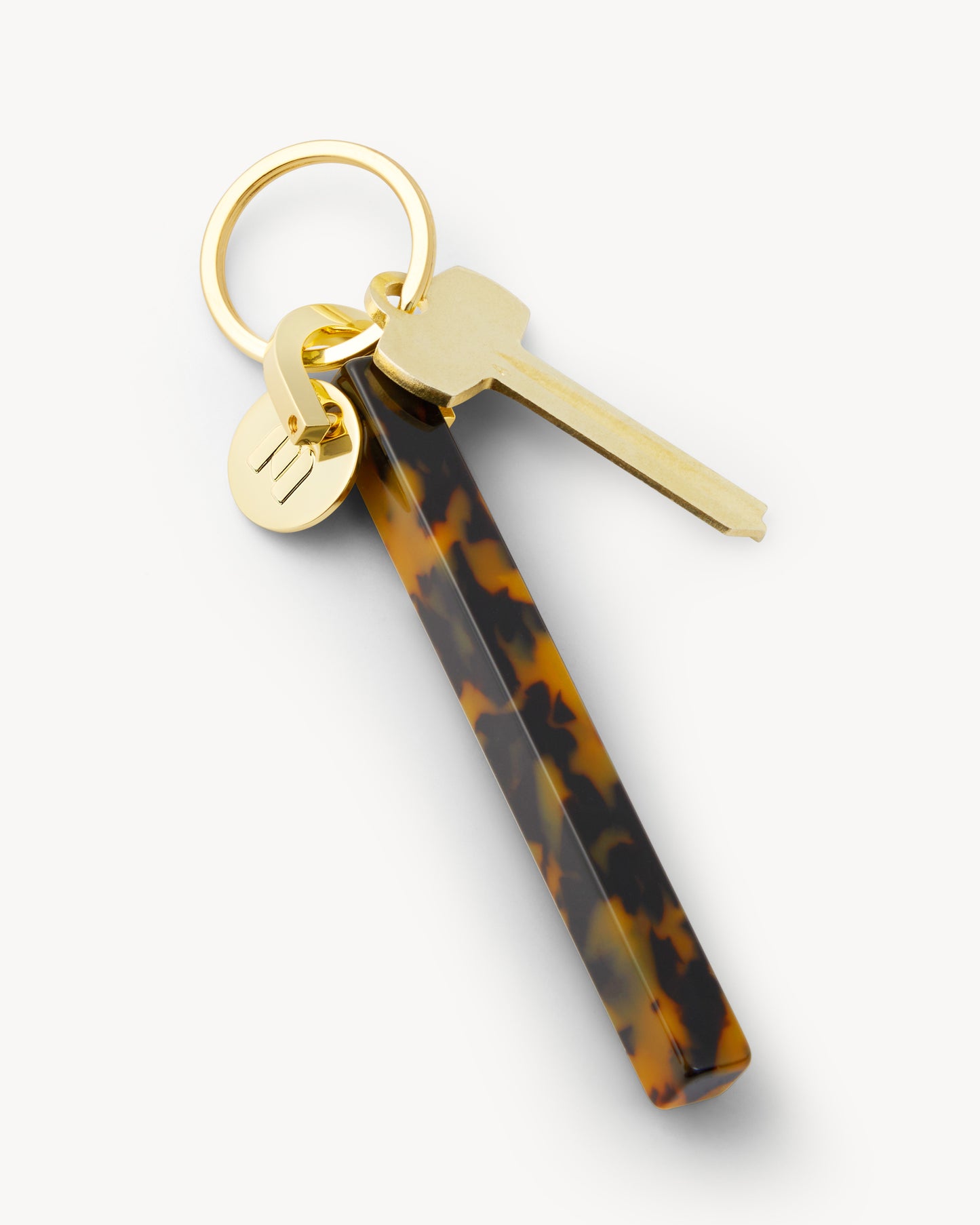 Bar Keychain in Classic Tortoise - Gold
