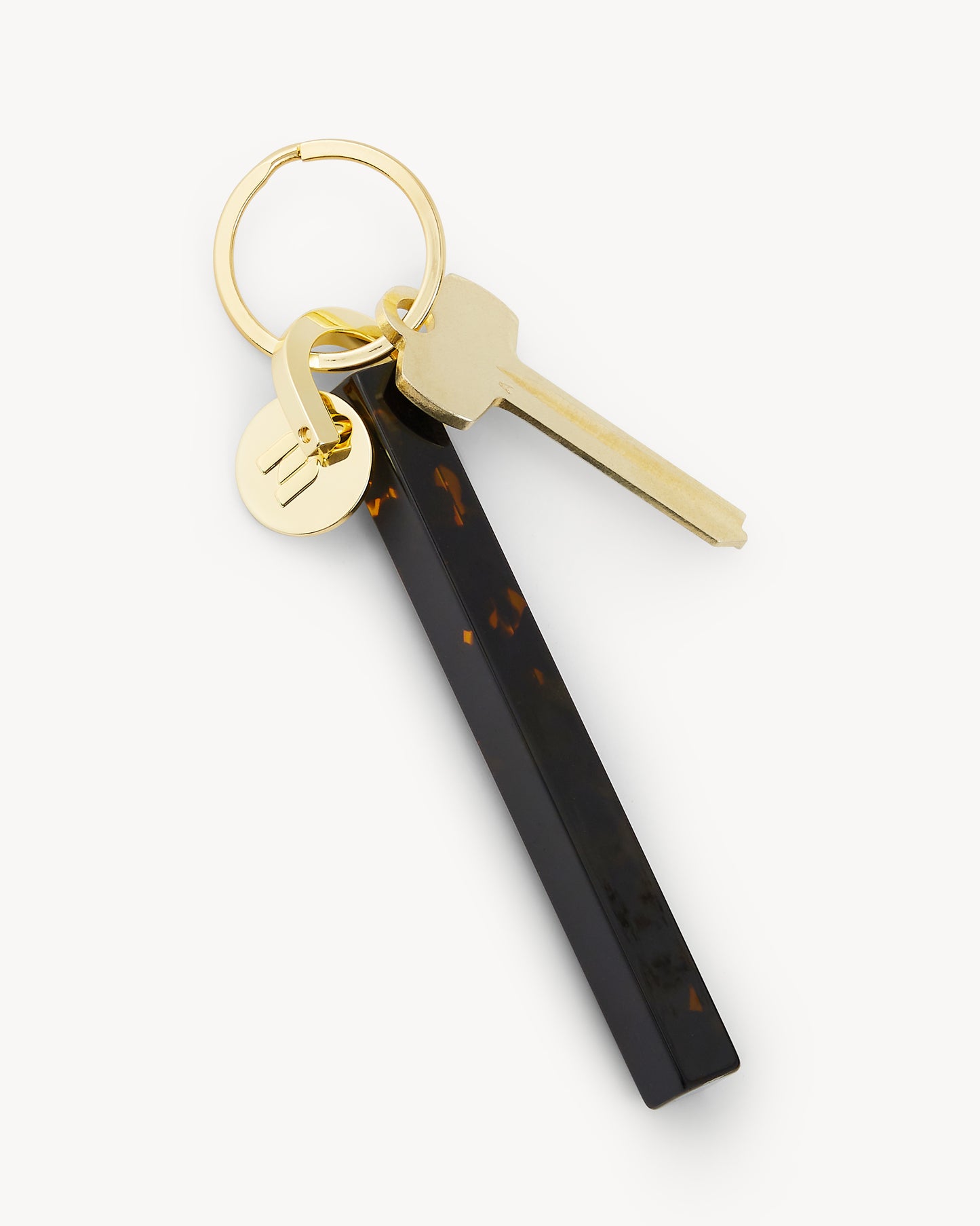Bar Keychain in Dark Tortoise - Gold