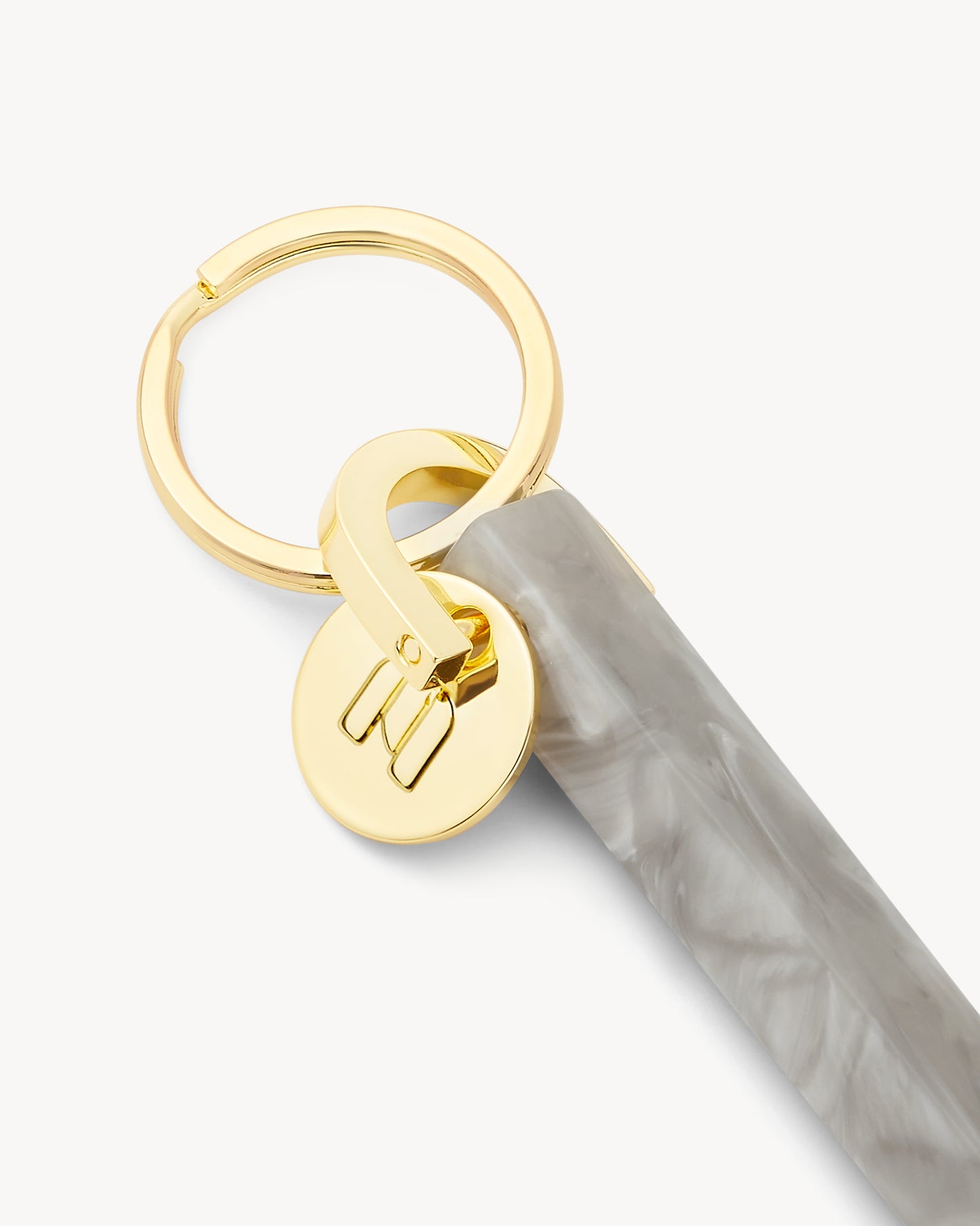 Bar Keychain in Grey Shell - Gold