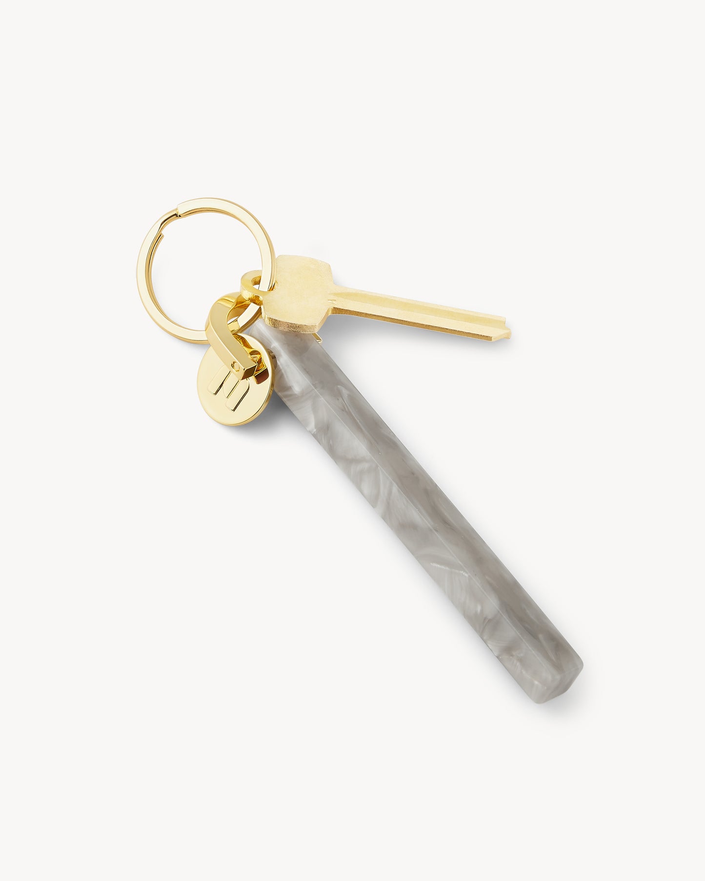Bar Keychain in Grey Shell - Gold