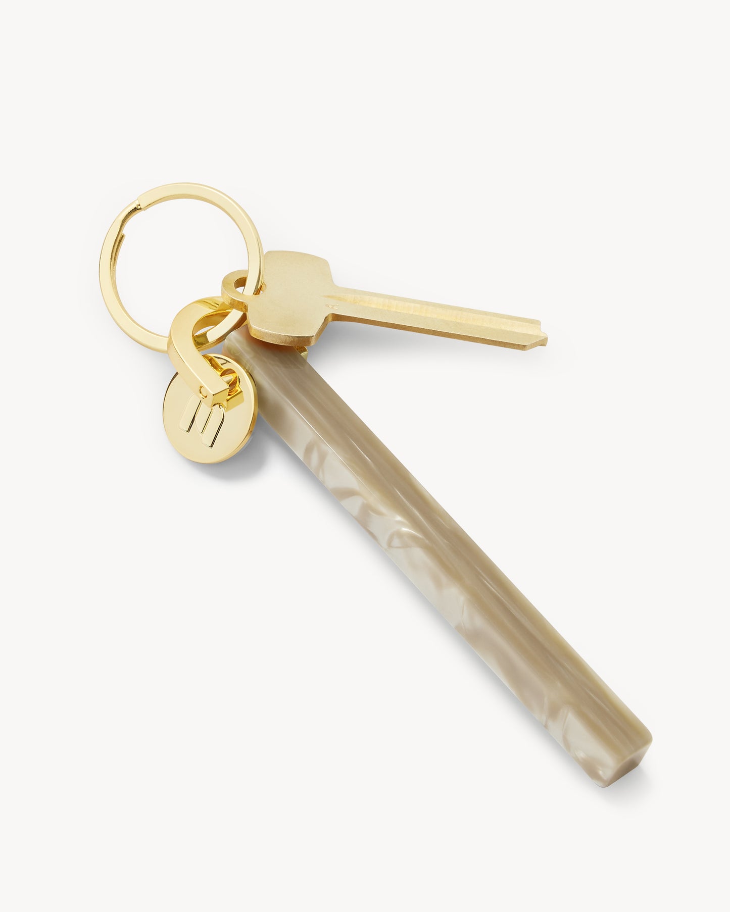 Bar Keychain in Sand Shell - Gold