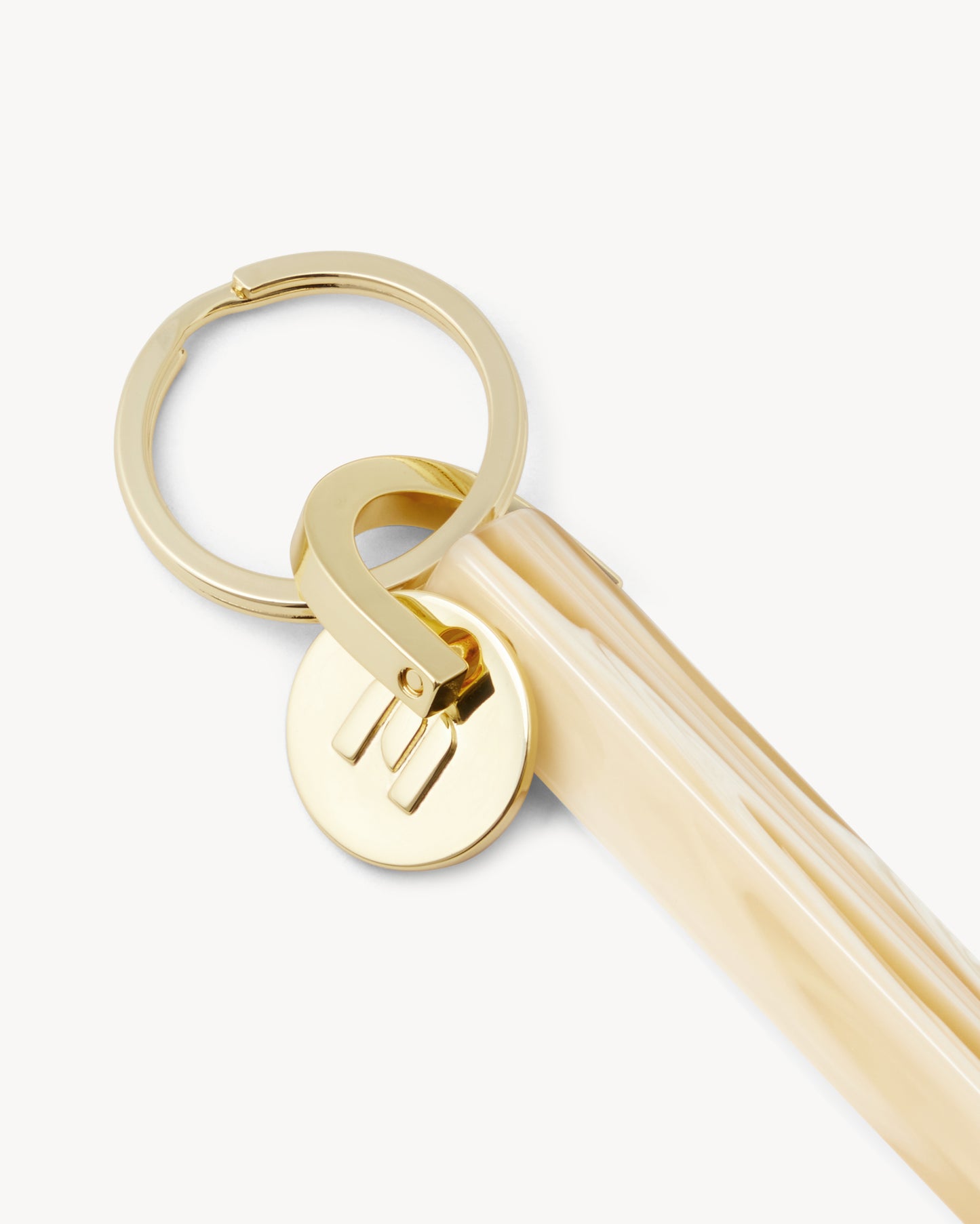 Bar Keychain in Alabaster - Gold