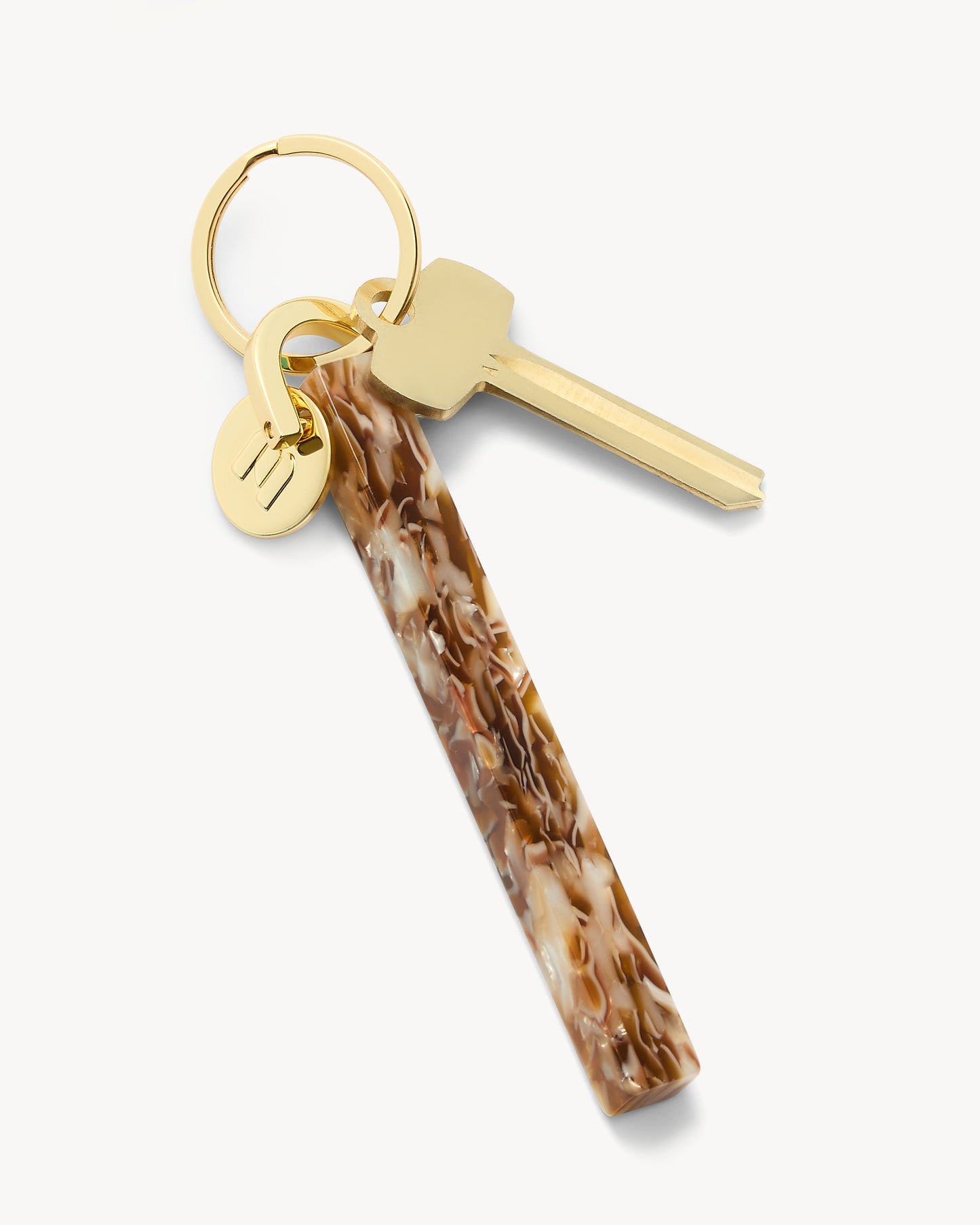 Bar Keychain in Baja Tortoise - Gold