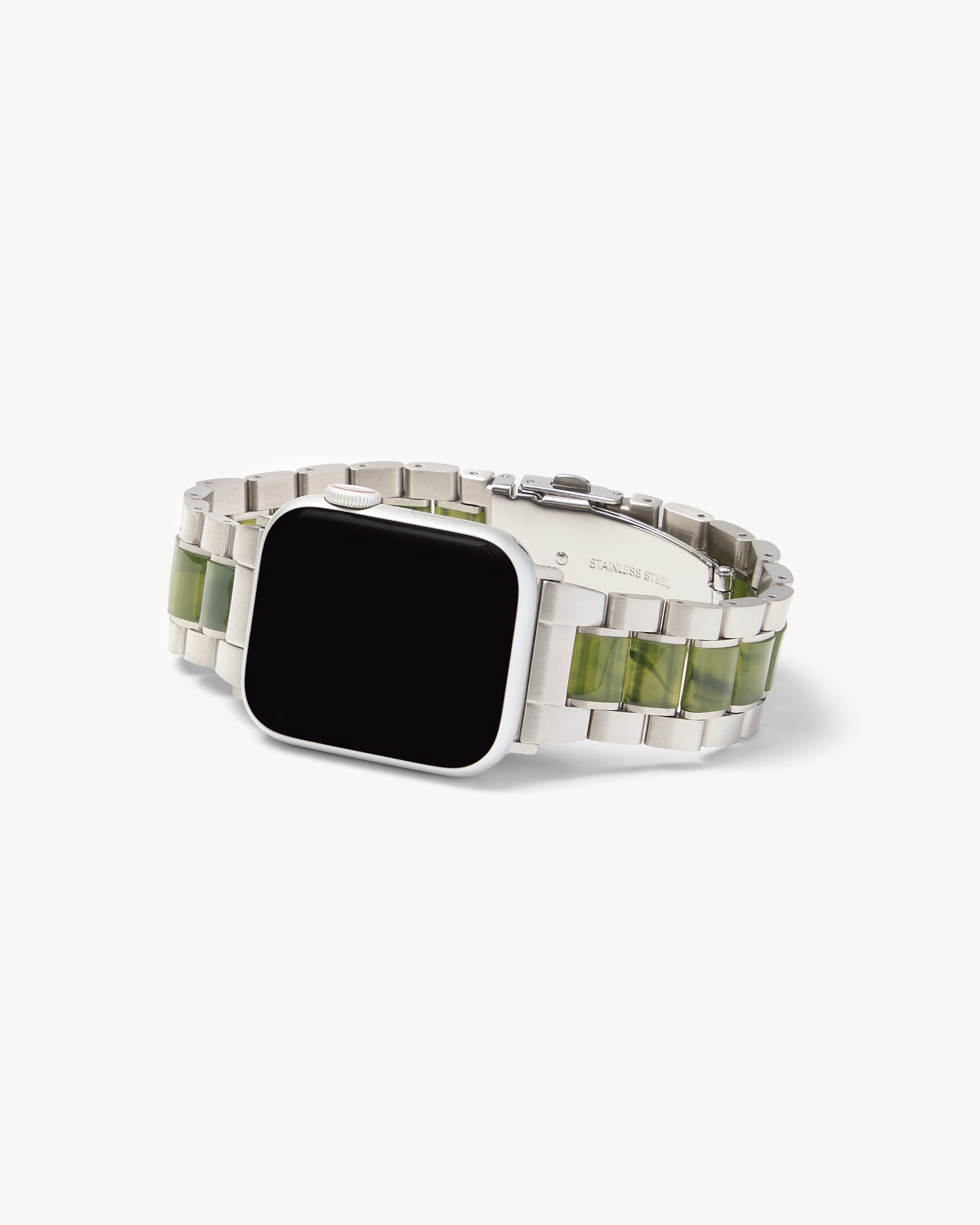 Boyfriend Apple Watch Band in Silver / Algae