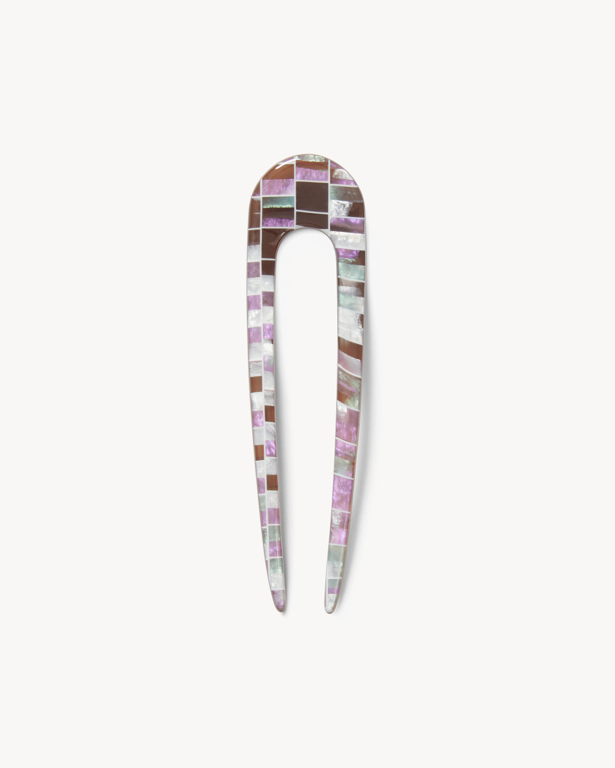French Hair Pin in Brown Shell Checker