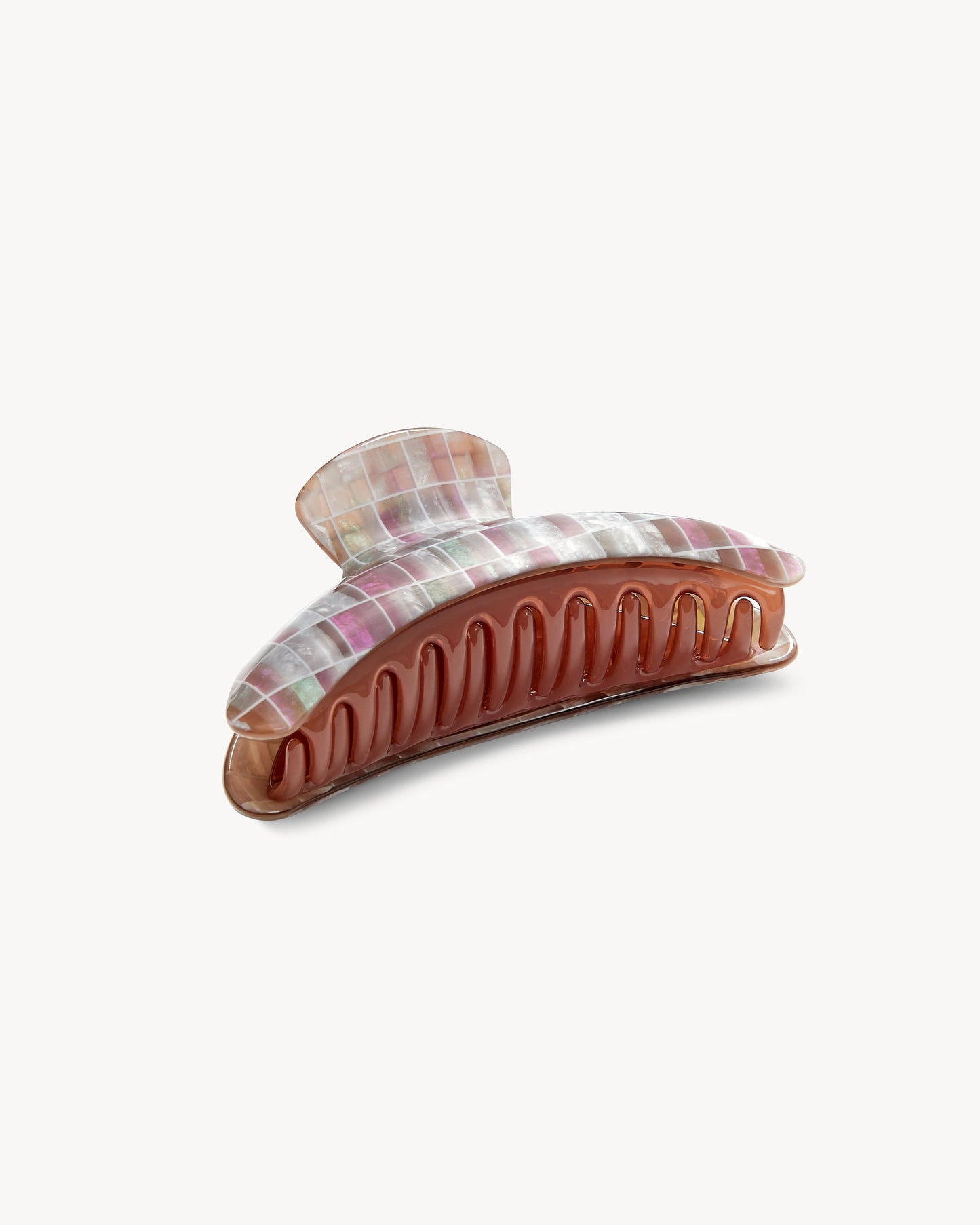 Jumbo Heirloom Claw in Brown Shell Checker