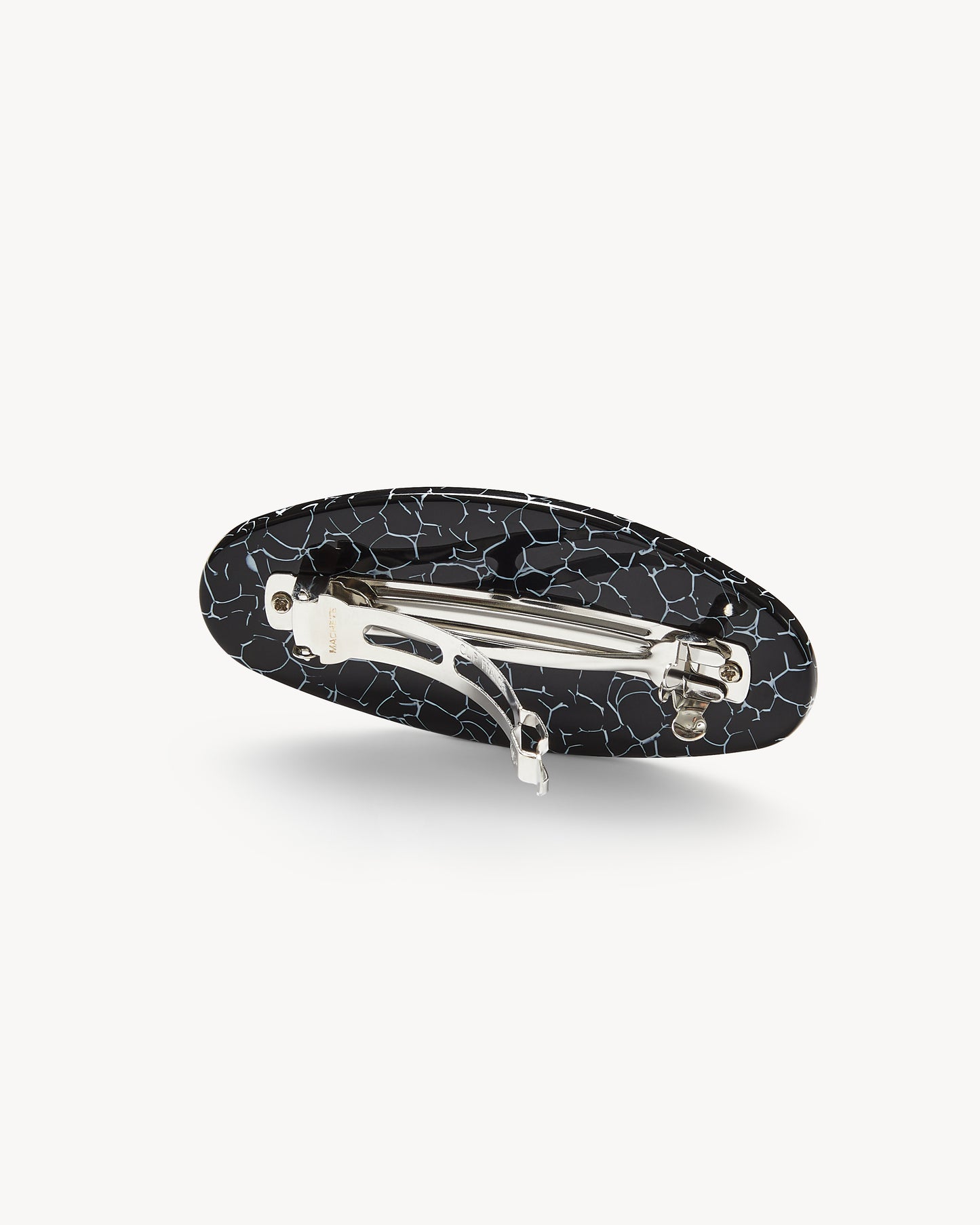 Jumbo Oval Barrette in Black Marble