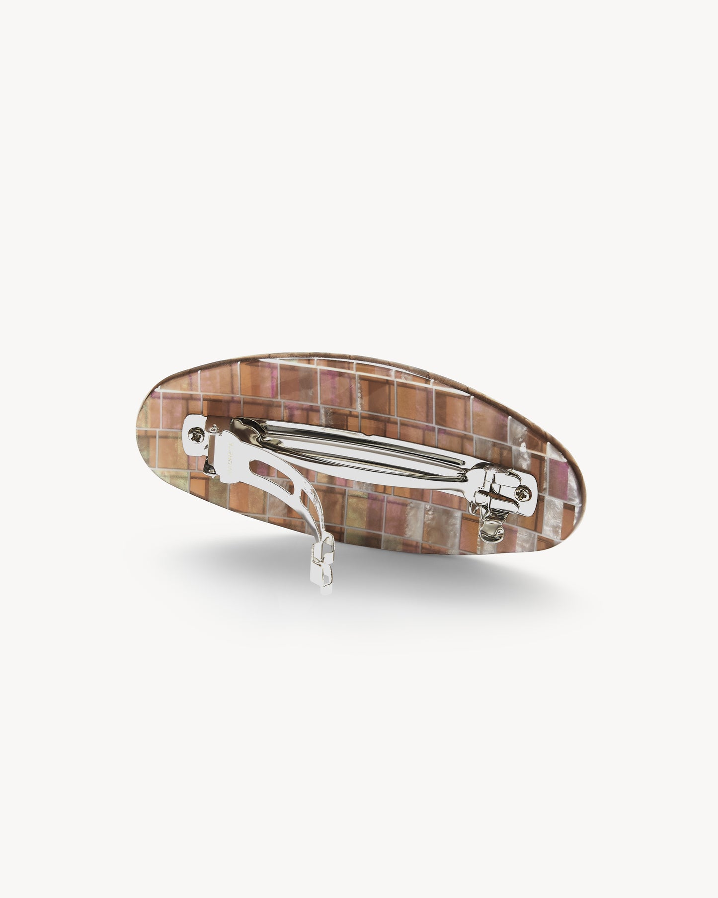 Jumbo Oval Barrette in Brown Shell Checker