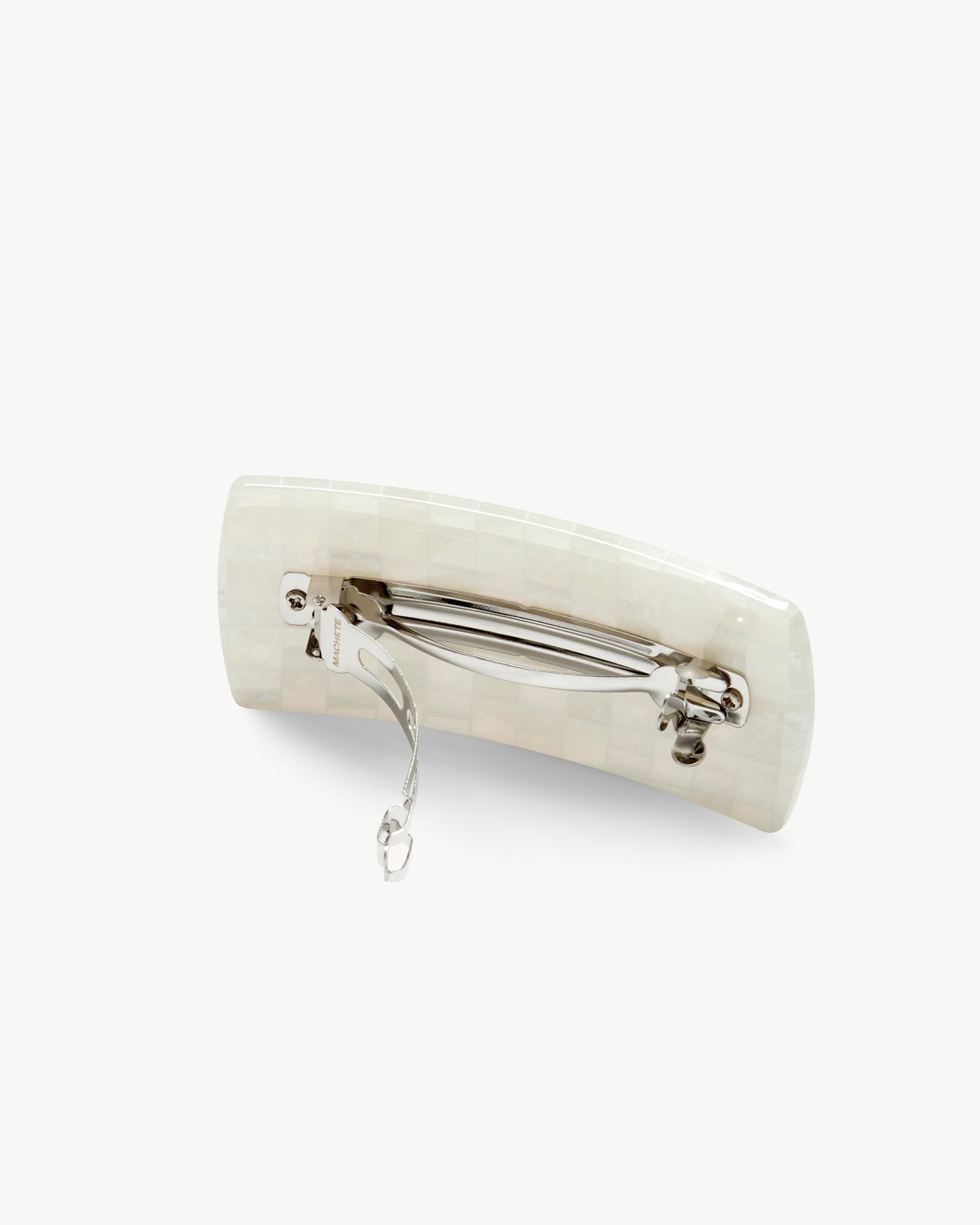Jumbo Box Barrette in Opalite Shell Checker