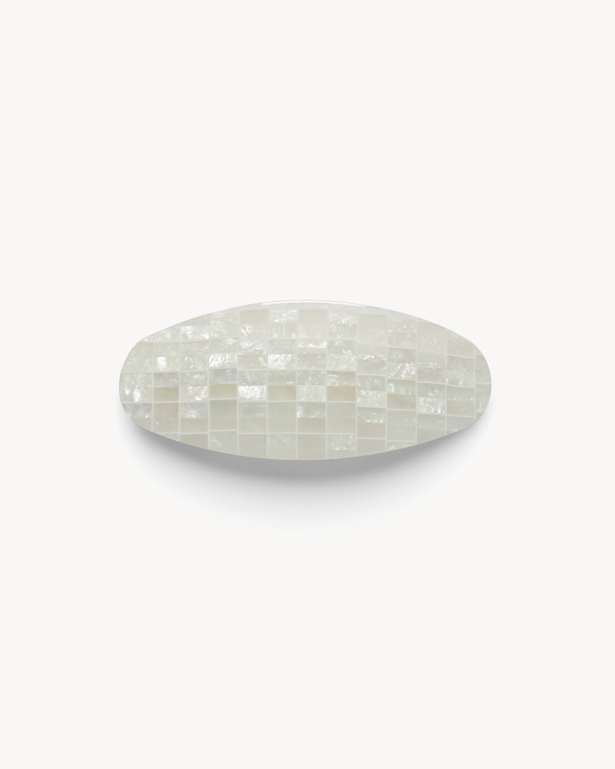 Jumbo Oval Barrette in Opalite Shell Checker