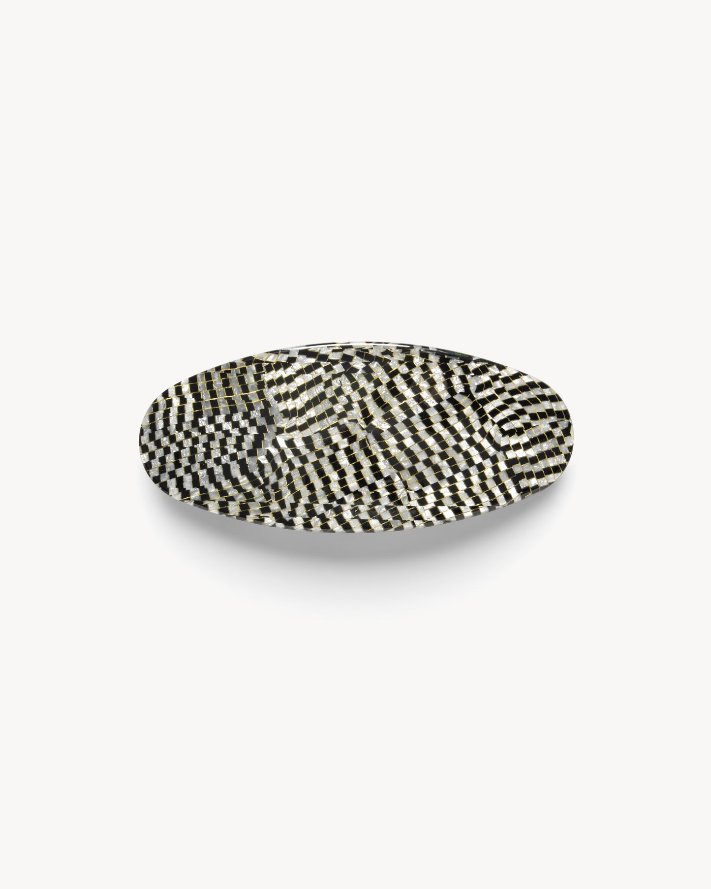 Jumbo Oval Barrette in Perle Noir