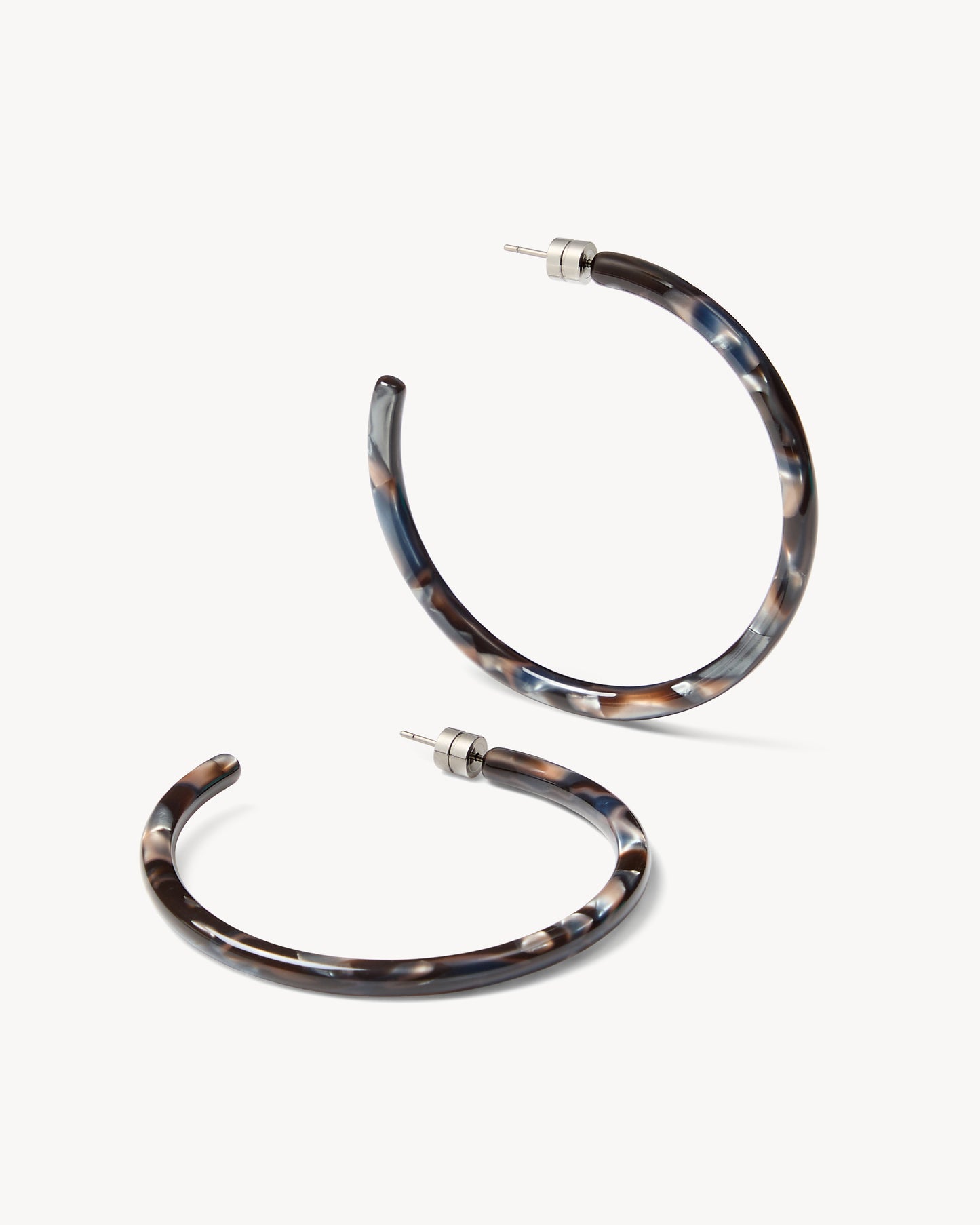 Large Hoops in Blue Horn