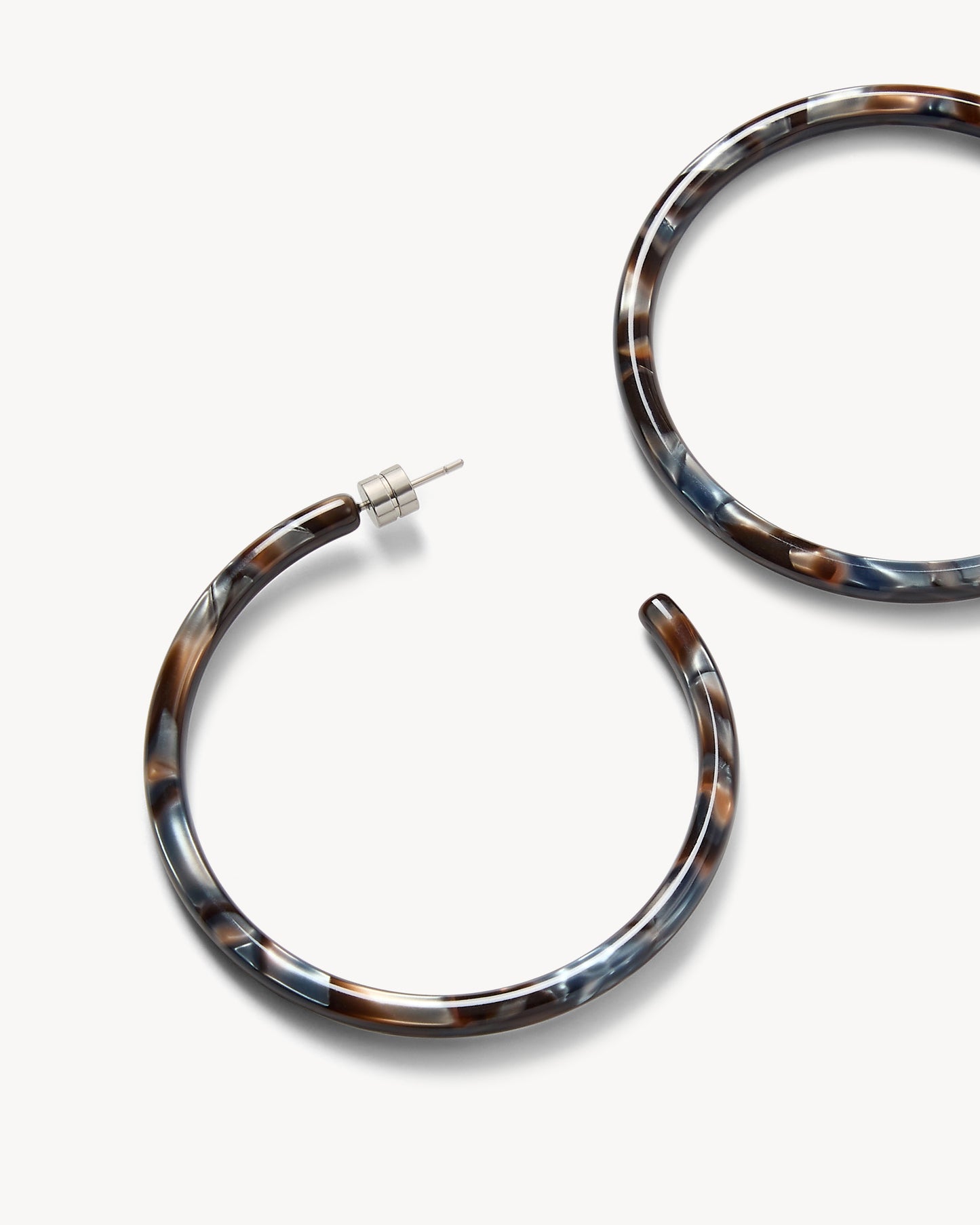 Large Hoops in Blue Horn