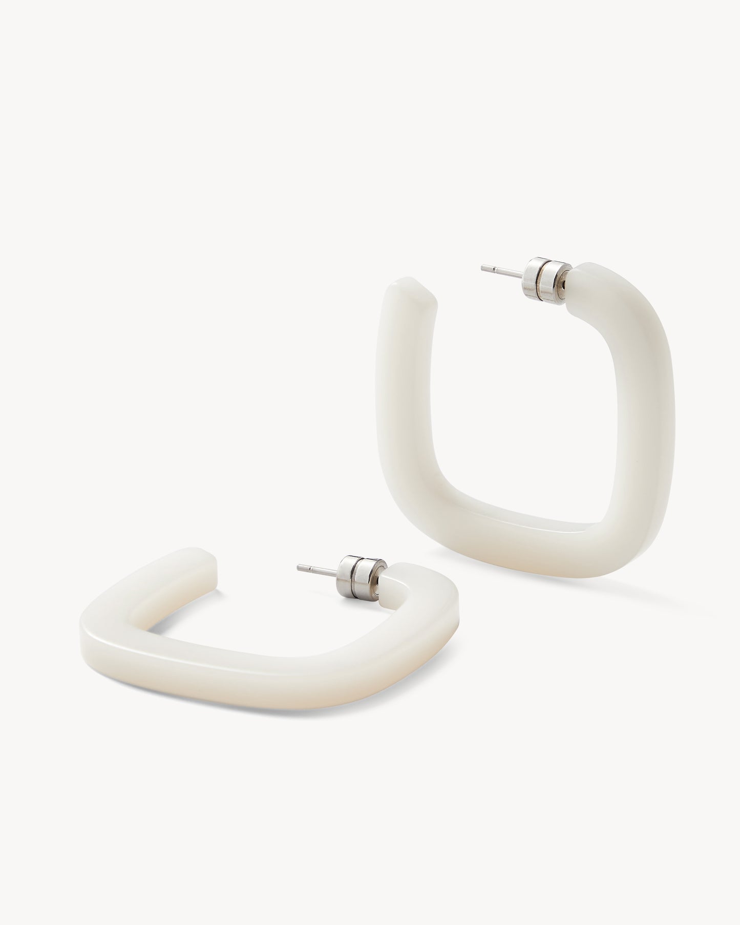 Midi Square Hoops in Milk Glass Matte