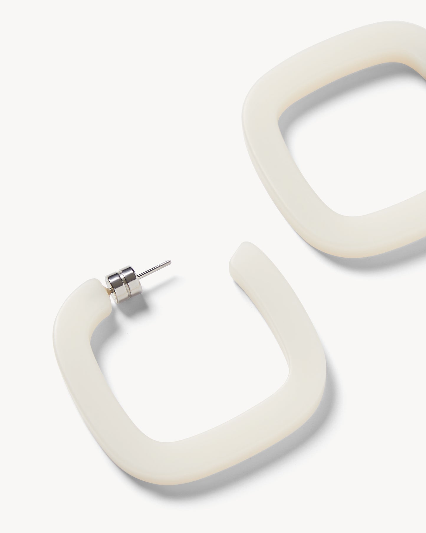 Midi Square Hoops in Milk Glass Matte