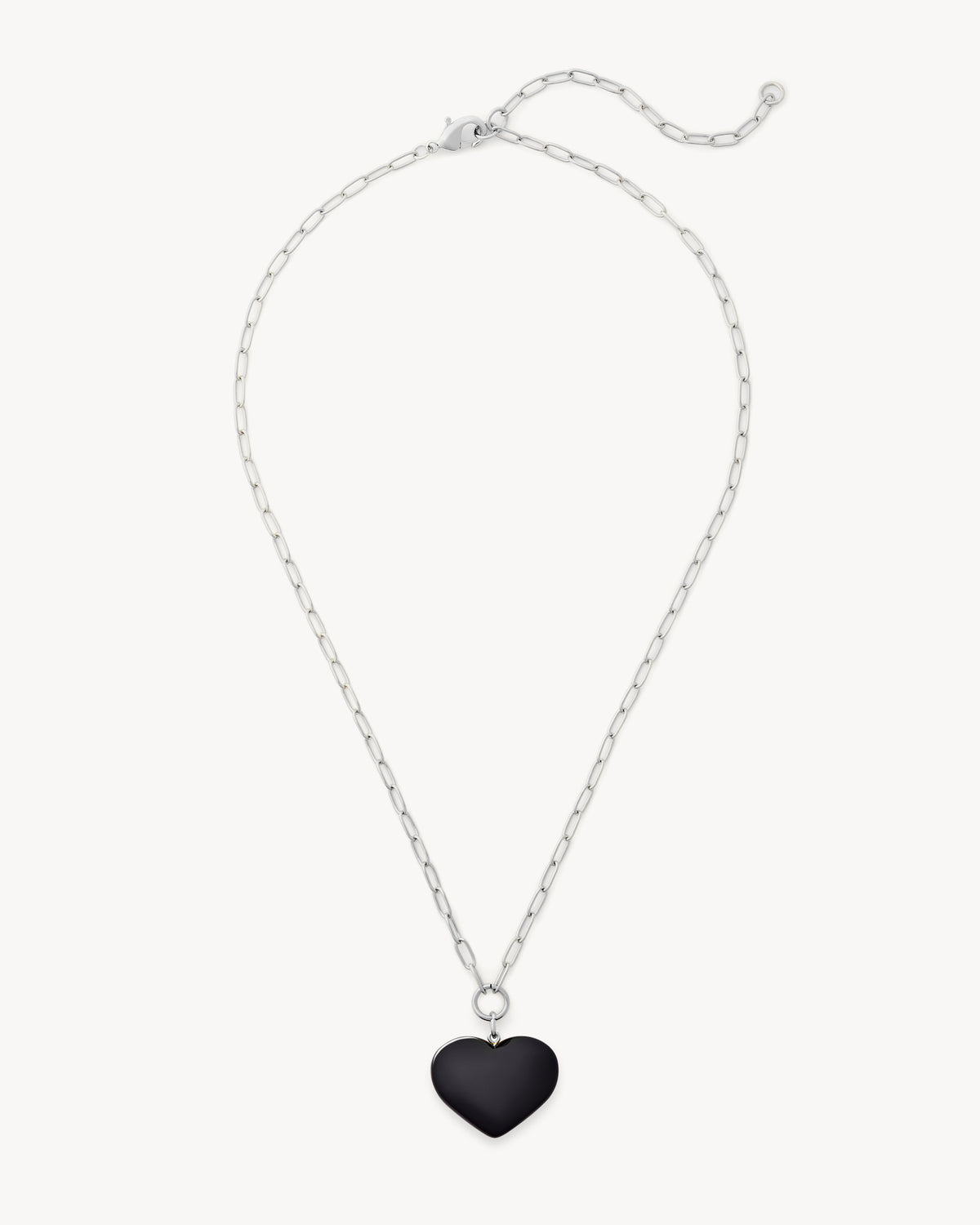 Midi Heart Pendant Necklace in Black