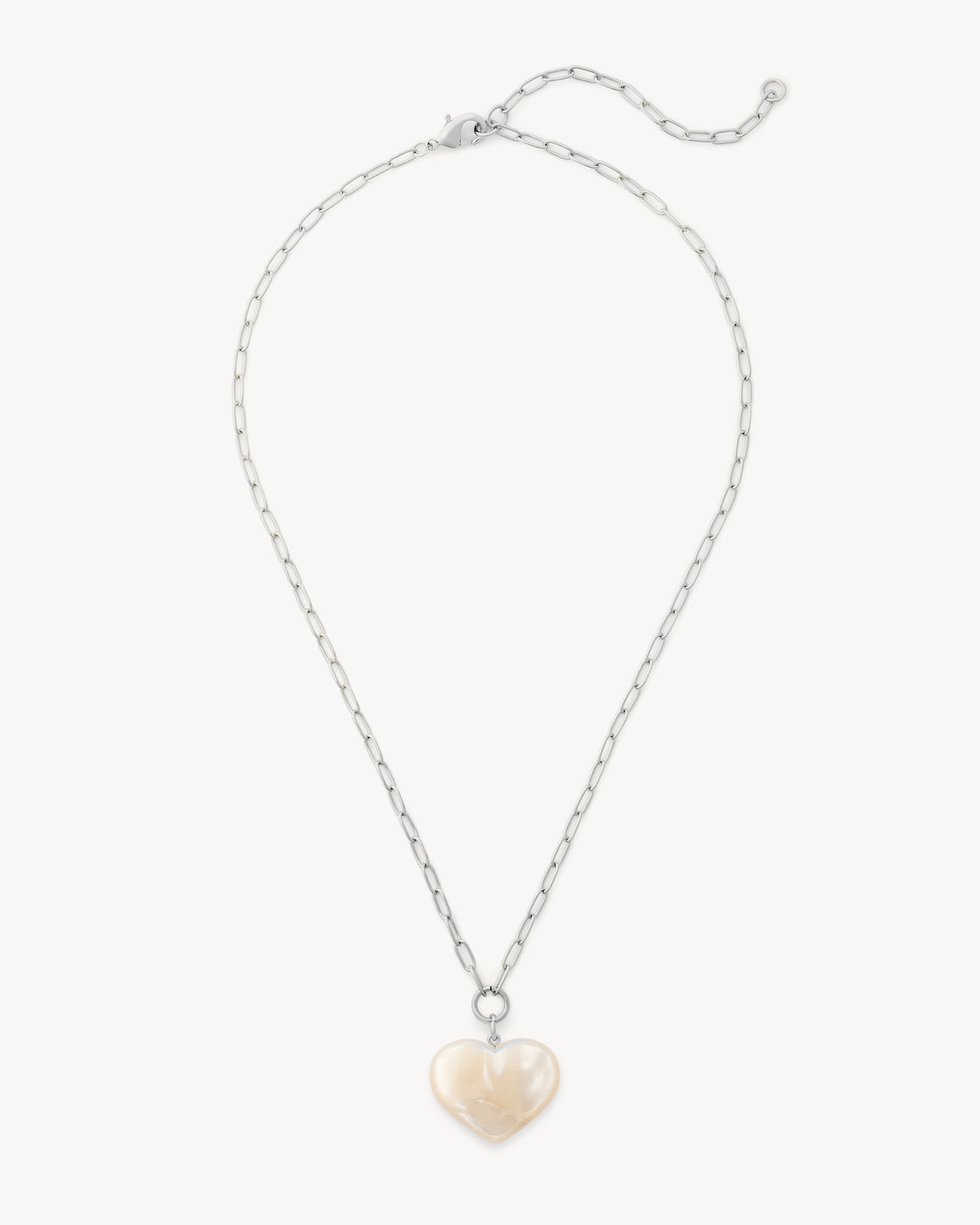 Midi Heart Pendant Necklace in White Shell