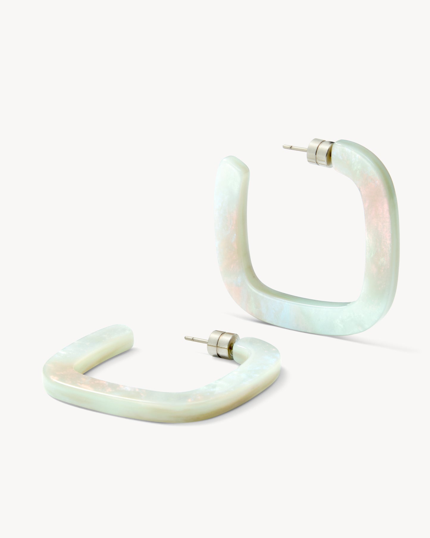 Midi Square Hoops in Astral Mint