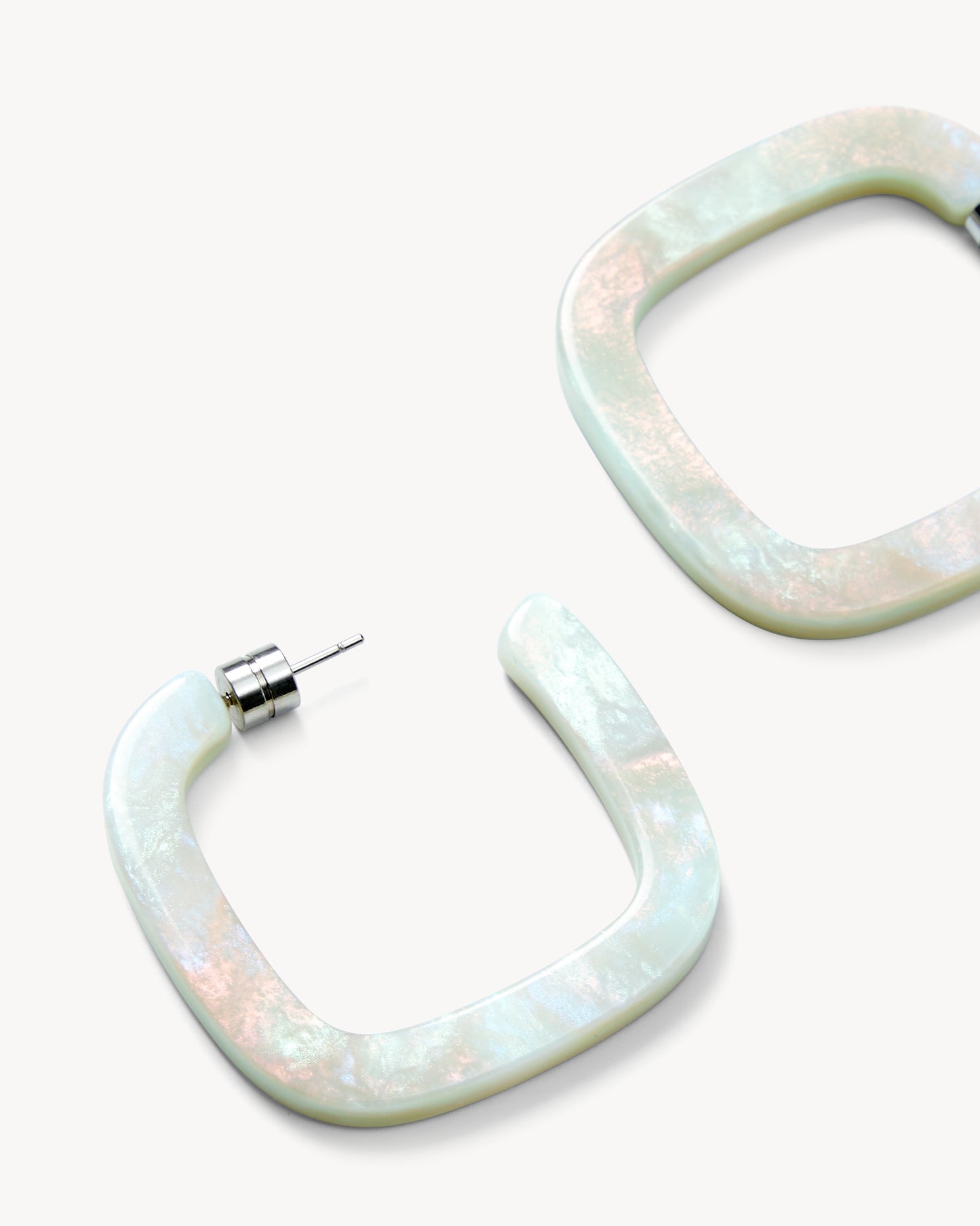 Midi Square Hoops in Astral Mint