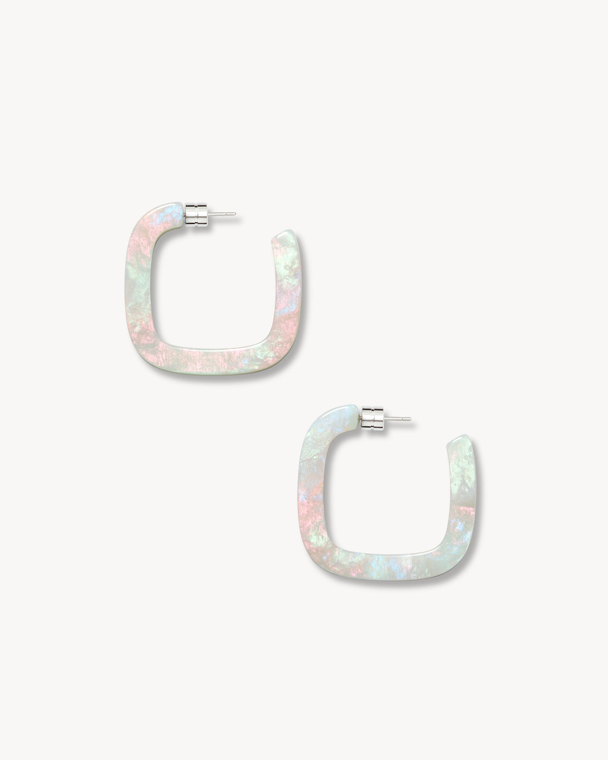 Midi Square Hoops in Astral Mint