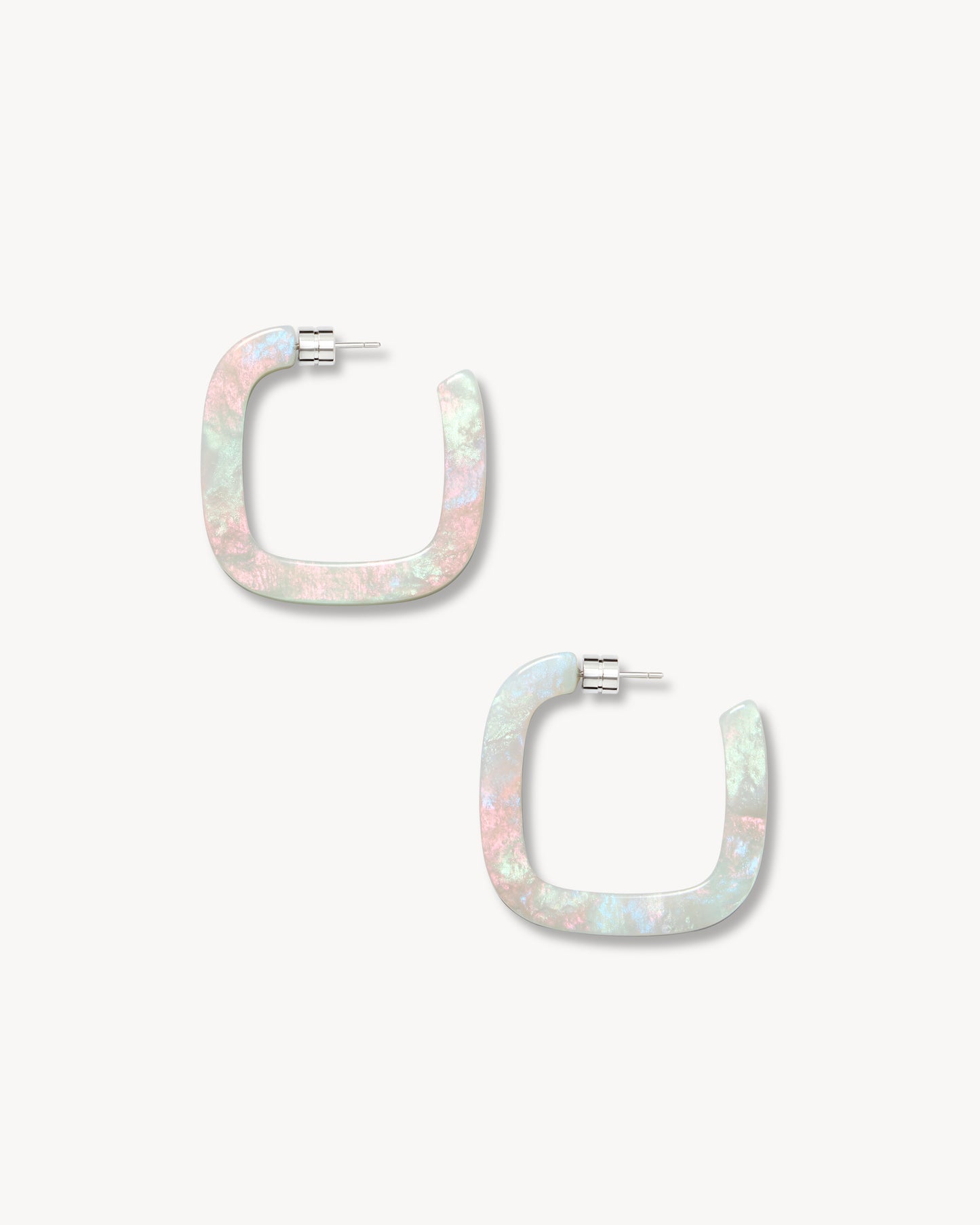 Midi Square Hoops in Astral Mint