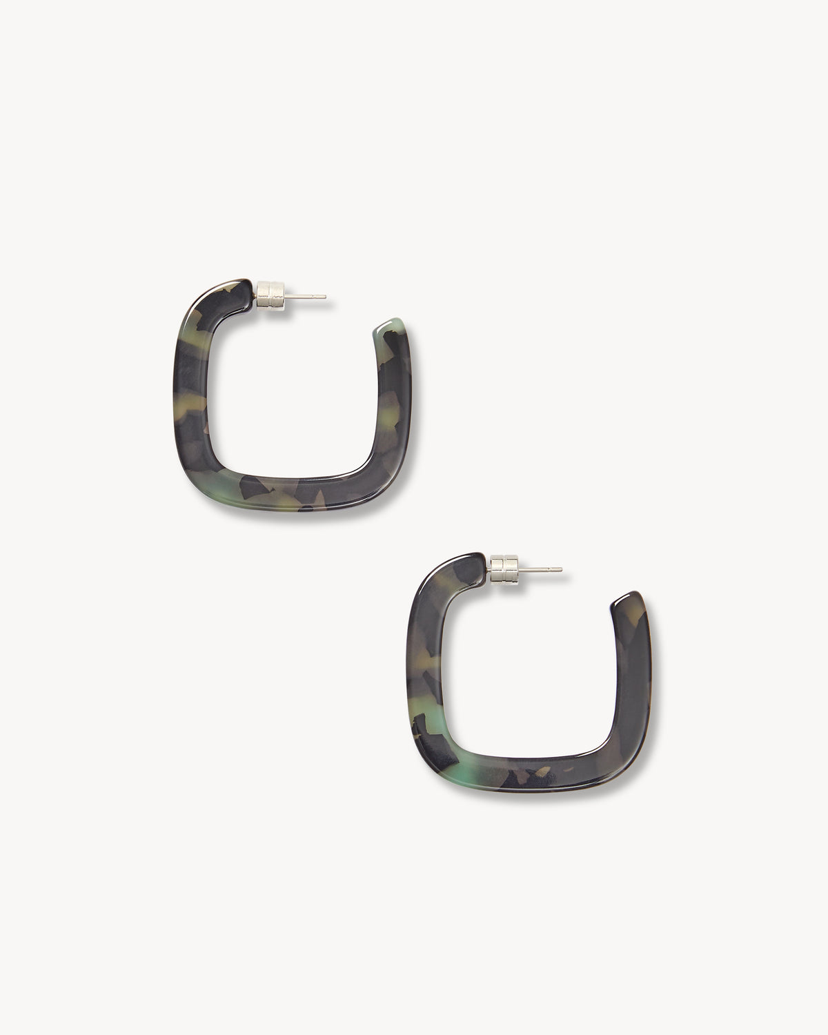 Midi Square Hoops in Fog Tortoise