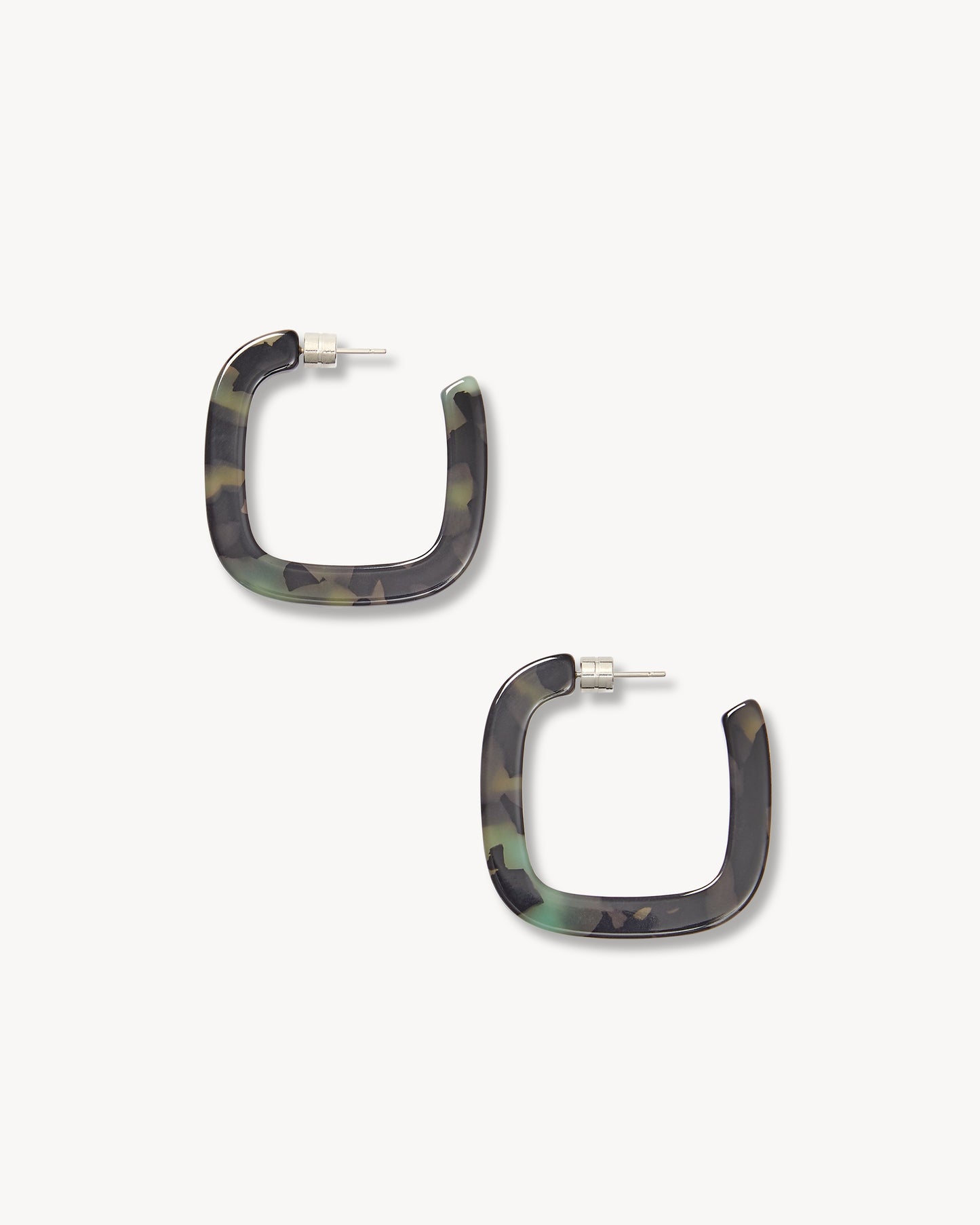 Midi Square Hoops in Fog Tortoise