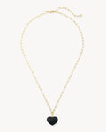 Mini Heart Pendant Necklace in Black