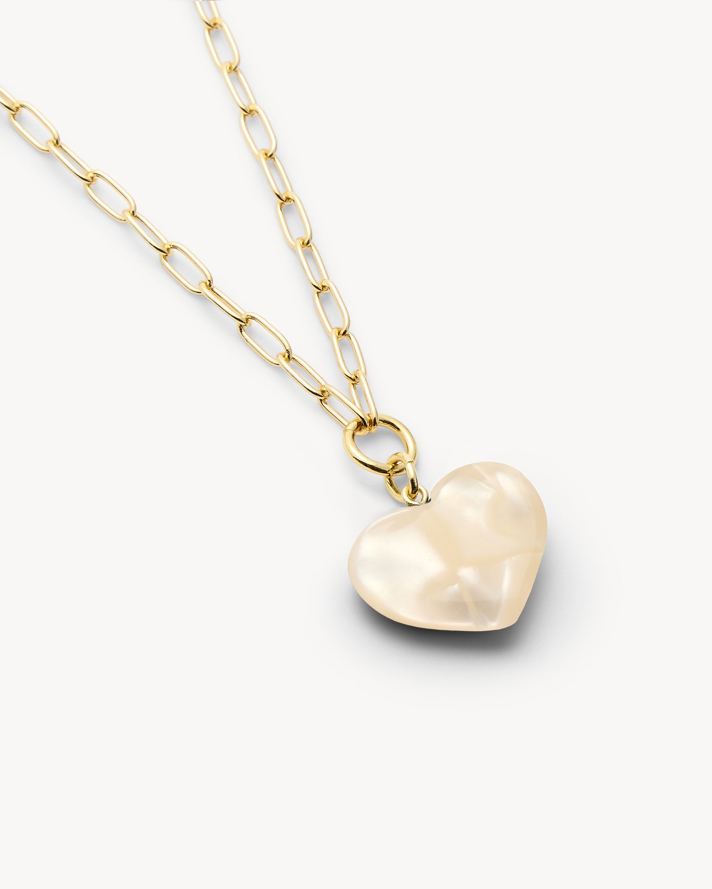 Mini Heart Pendant Necklace in White Shell