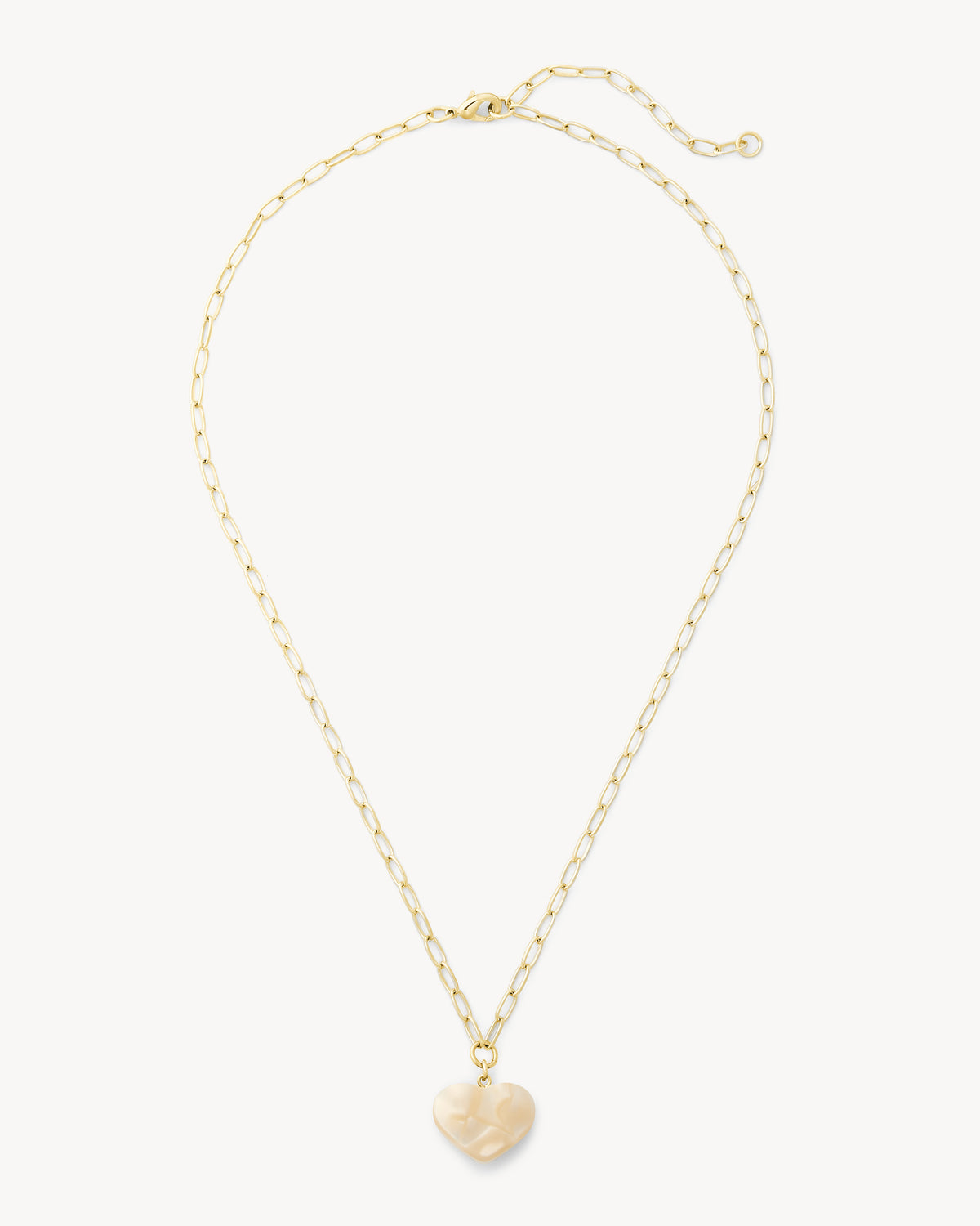 Mini Heart Pendant Necklace in White Shell