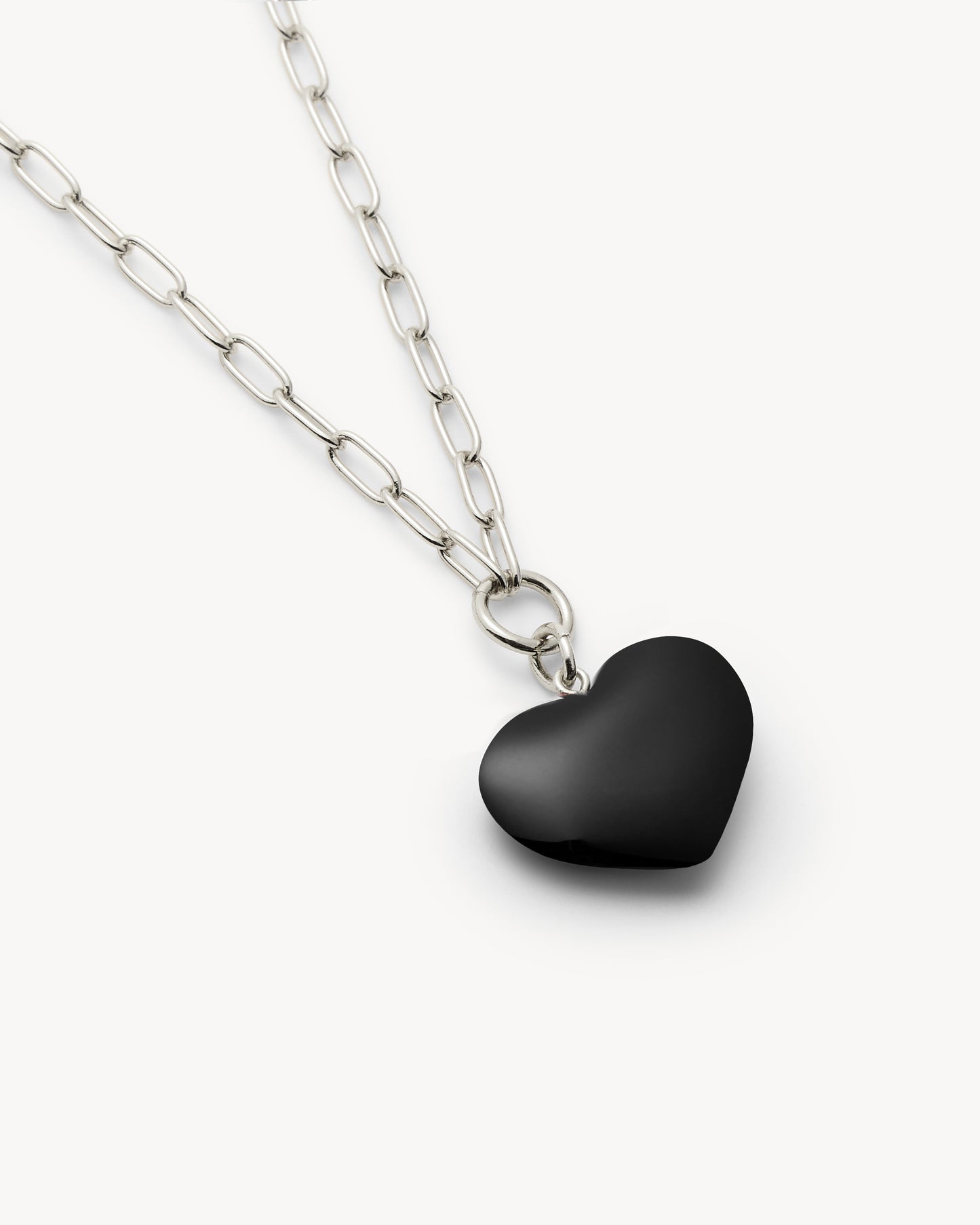 Mini Heart Pendant Necklace in Black