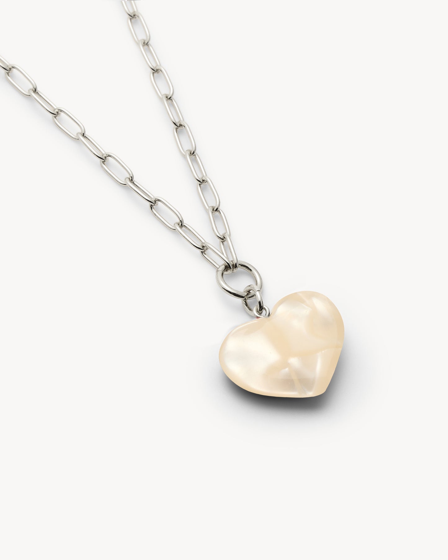 Mini Heart Pendant Necklace in White Shell