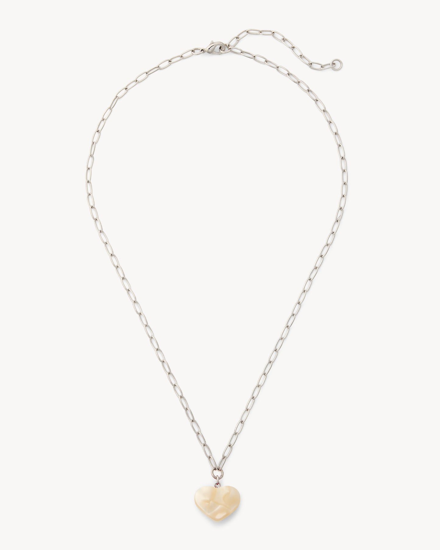 Mini Heart Pendant Necklace in White Shell