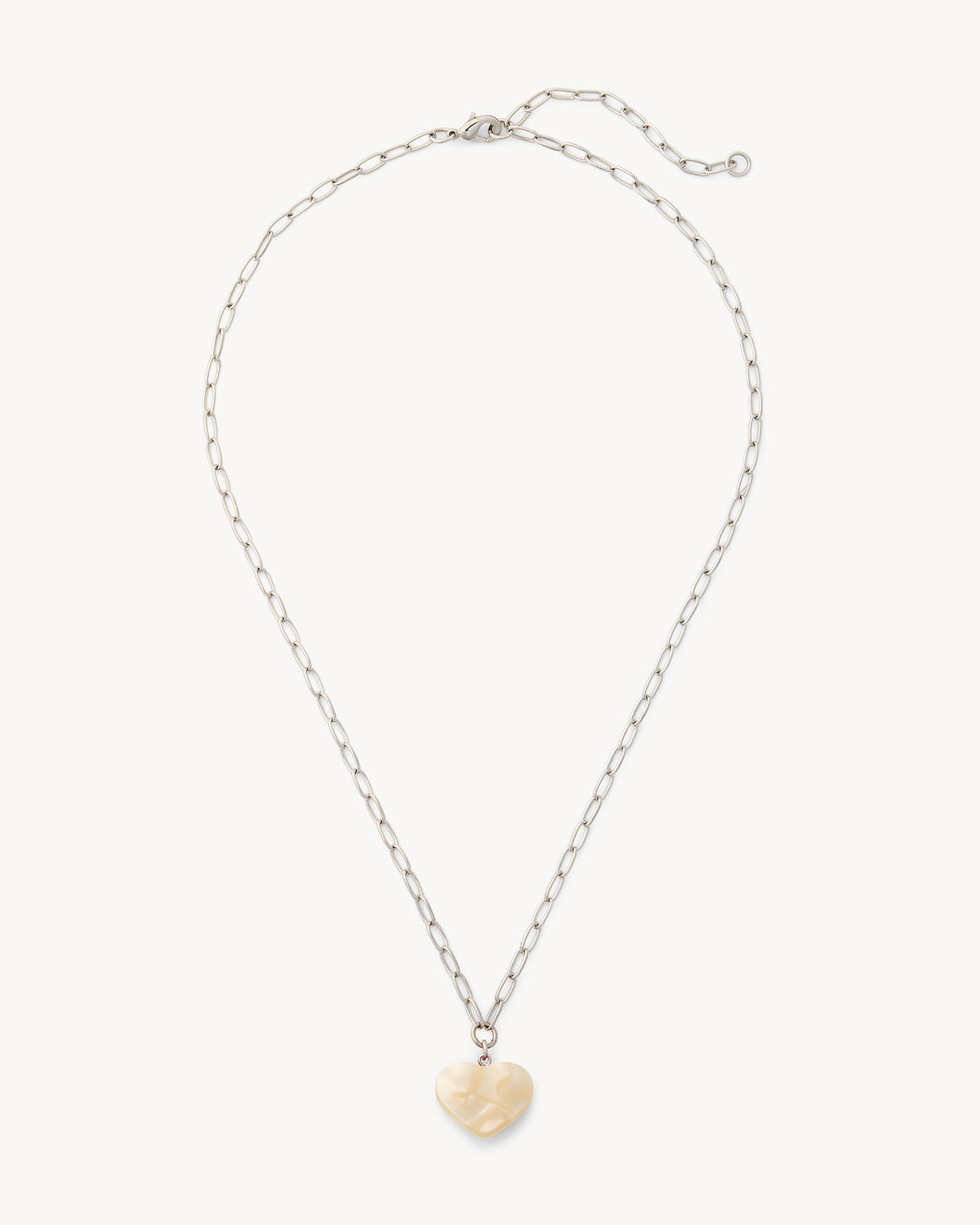 Mini Heart Pendant Necklace in White Shell