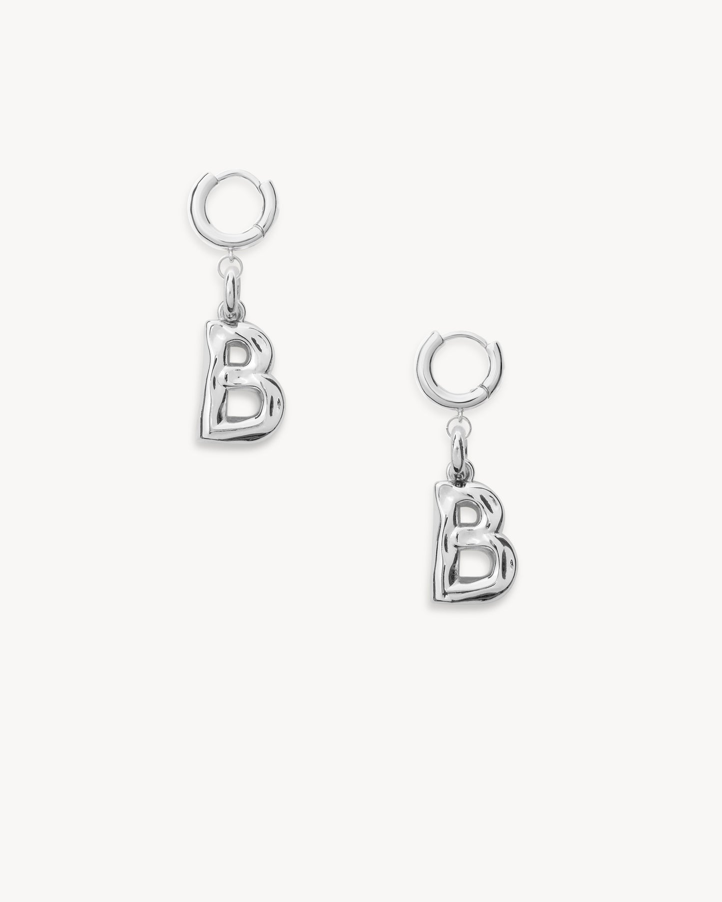 Monogram Huggie in Silver