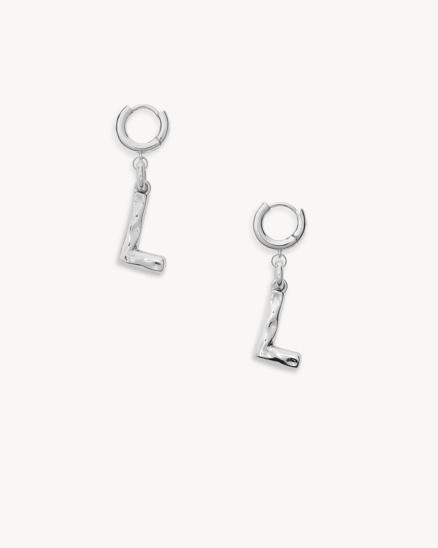 Monogram Huggie in Silver