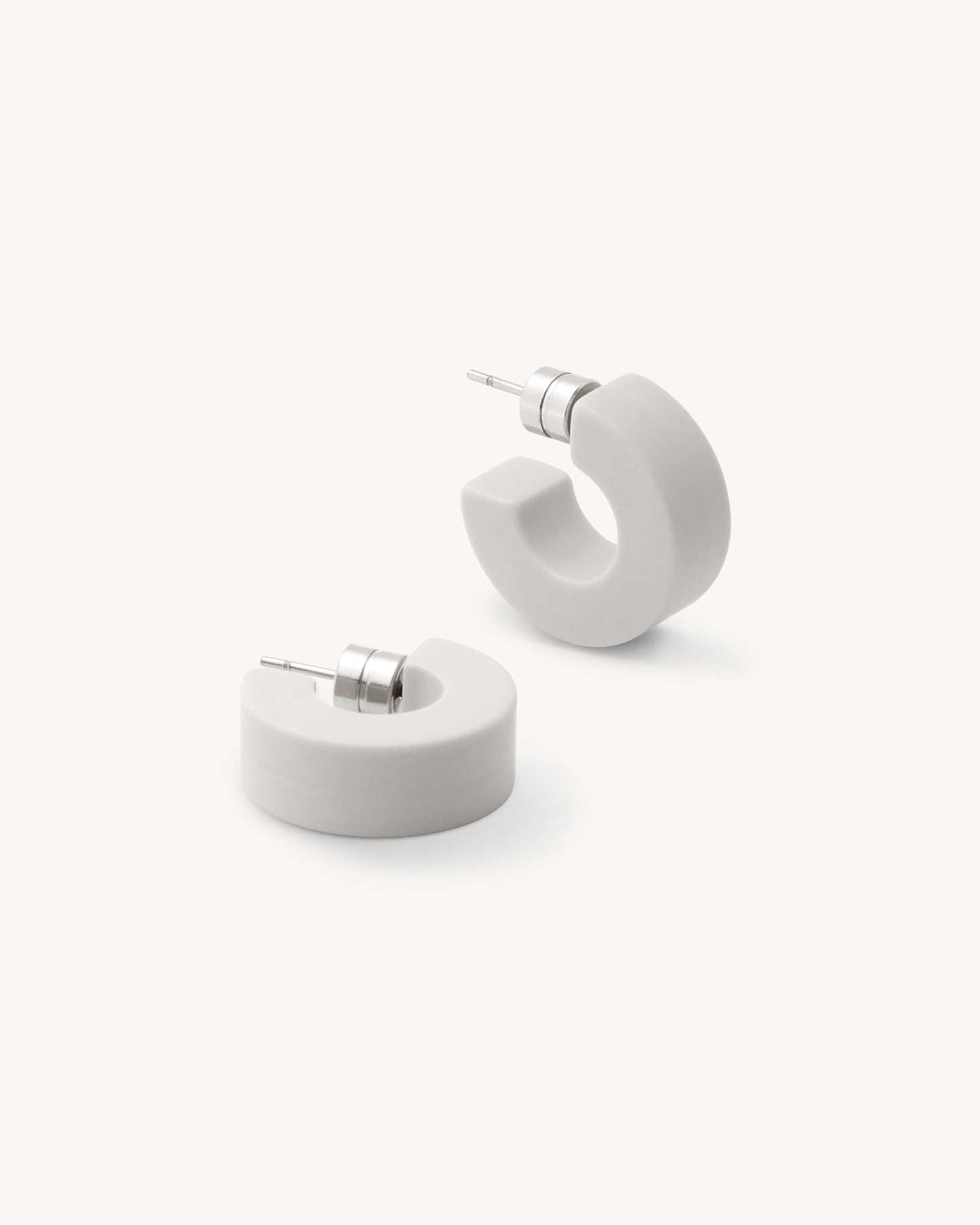 Muse Hoops in Light Grey Matte