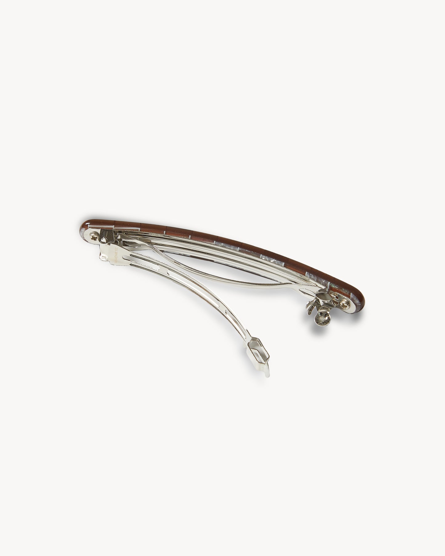 Slim Paris Barrette in Brown Shell Checker