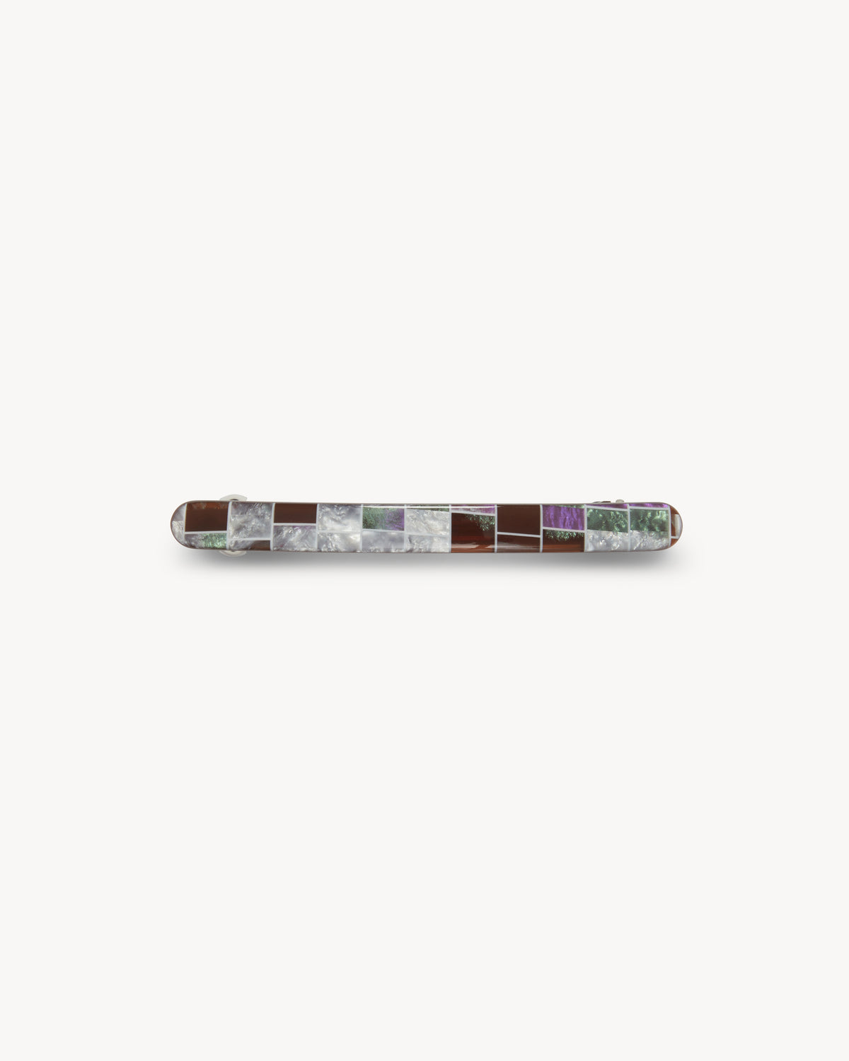 Slim Paris Barrette in Brown Shell Checker