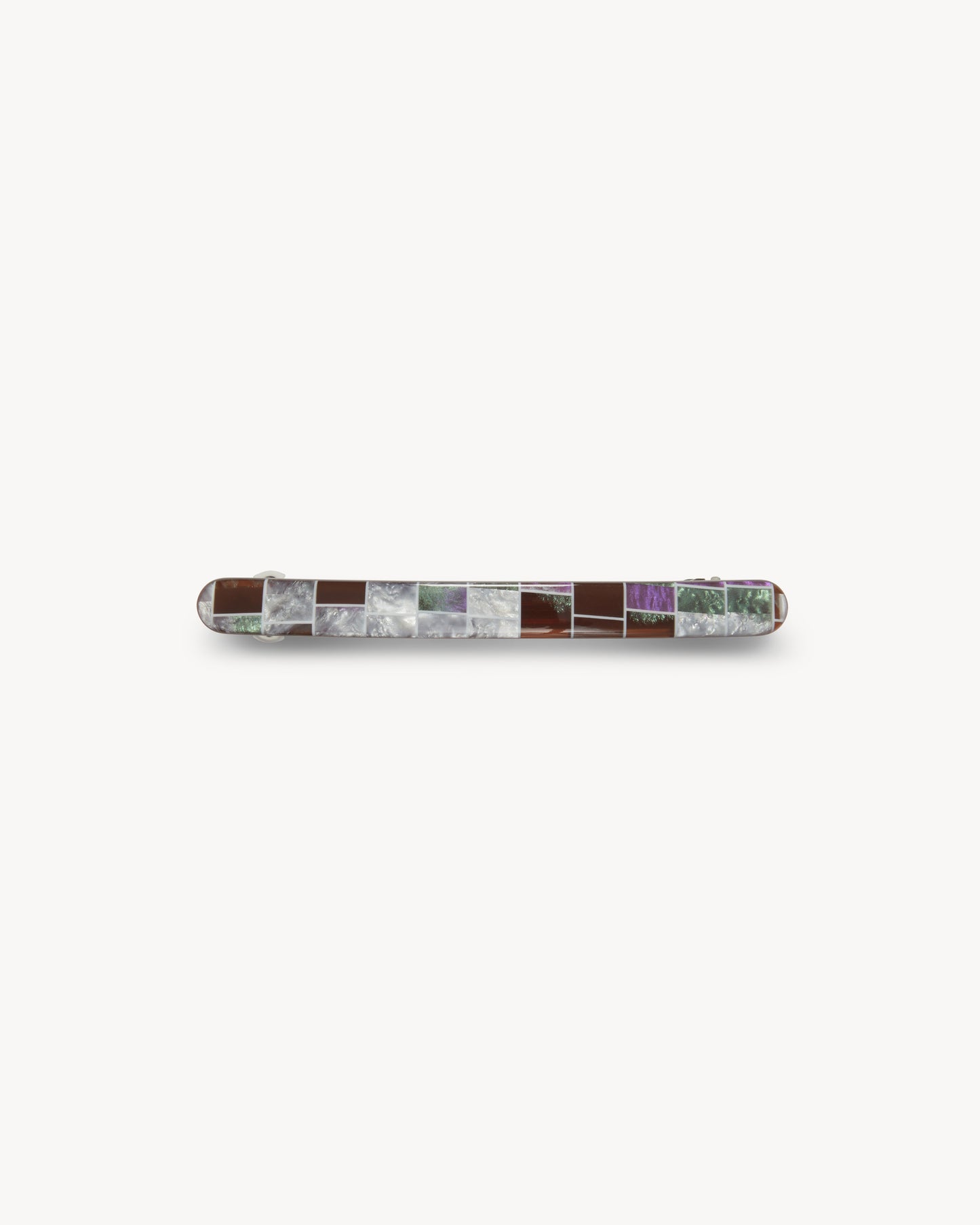 Slim Paris Barrette in Brown Shell Checker