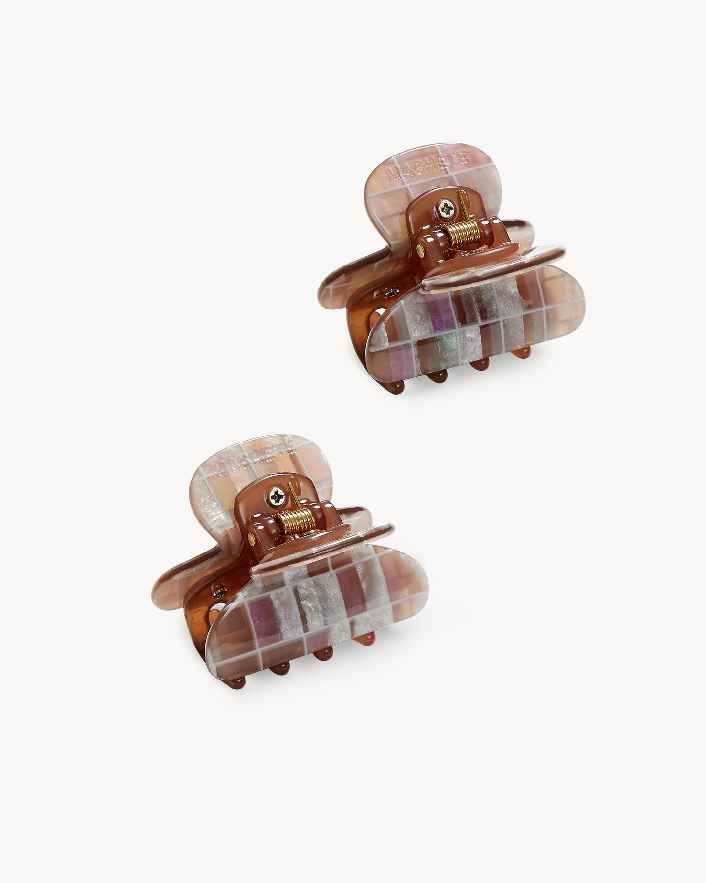 Twin Heirloom Claws in Brown Shell Checker
