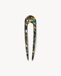 French Hair Pin in Green Tortoise