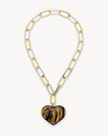 Grande Heart Pendant Necklace in Tiger's Eye
