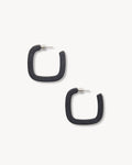 Midi Square Hoops in Black Matte