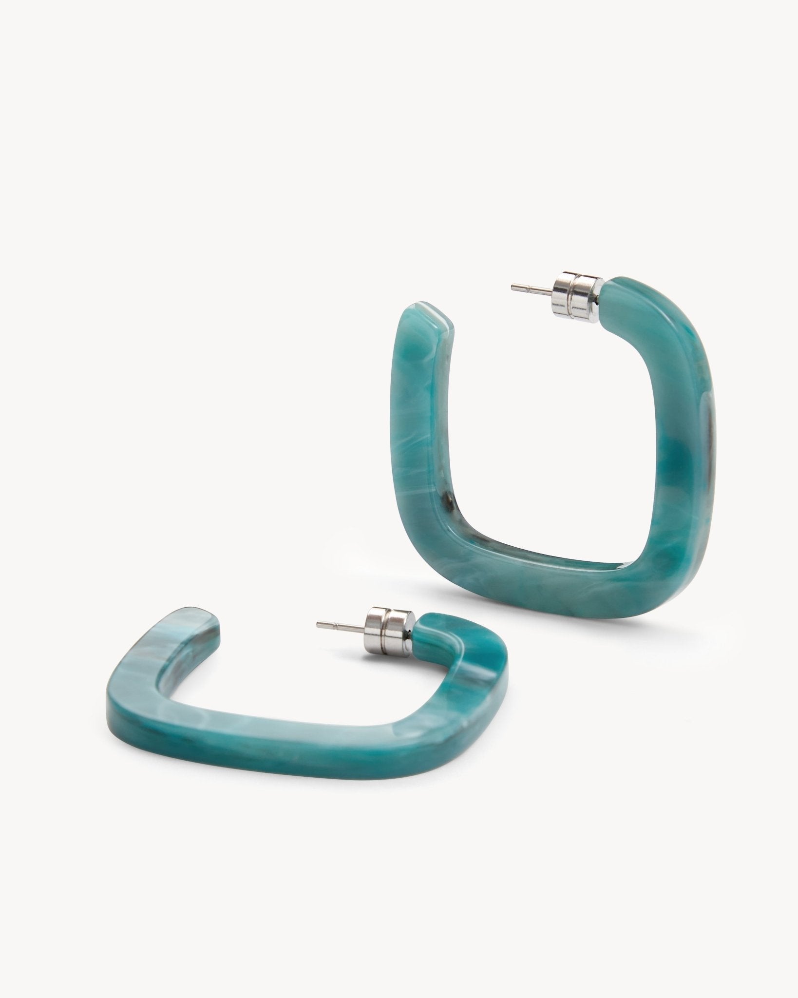 Midi Square Hoops in Jadeite - MACHETE