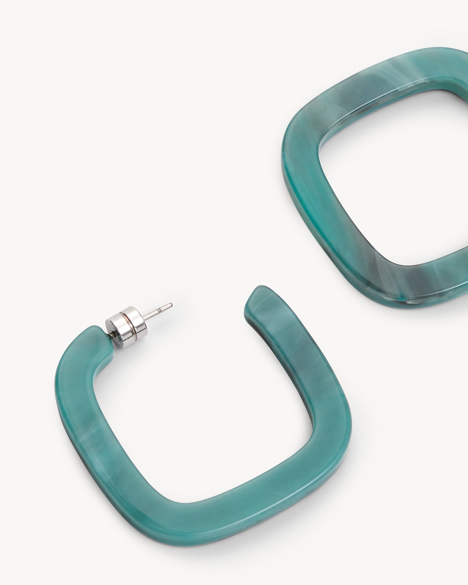 Midi Square Hoops in Jadeite - MACHETE