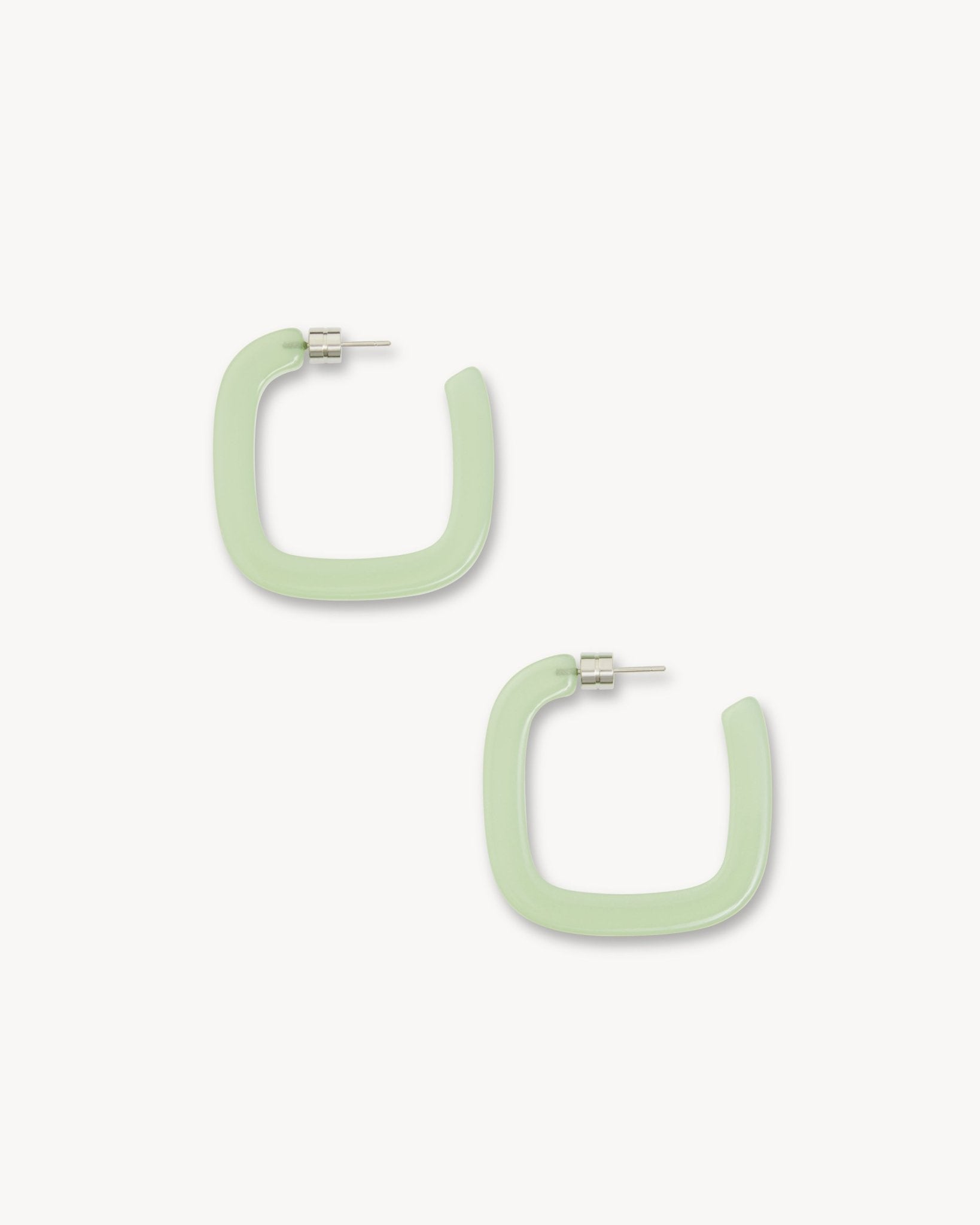 Midi Square Hoops in Light Green - MACHETE