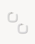 Midi Square Hoops in Light Grey Matte